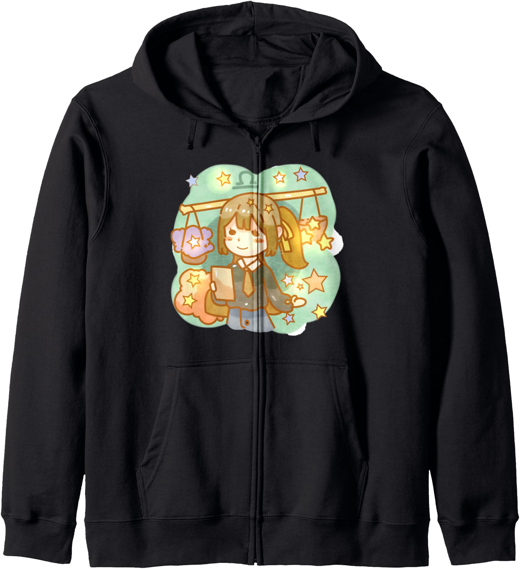 Libra Zodiac Sign Scales Balance October Birthday Anime Girl Hoodie