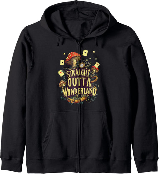 Alice in Wonderland - Fantasy World Novel Adventures Vintage Zip Hoodie