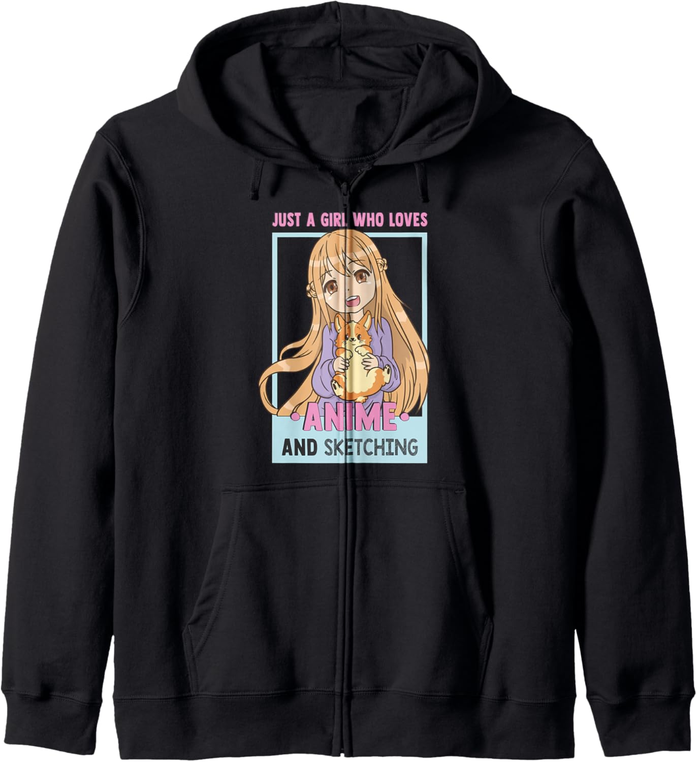 Just A Girl Who Loves Anime And Sketching - Otaku Anime Girl Zip Hoodie