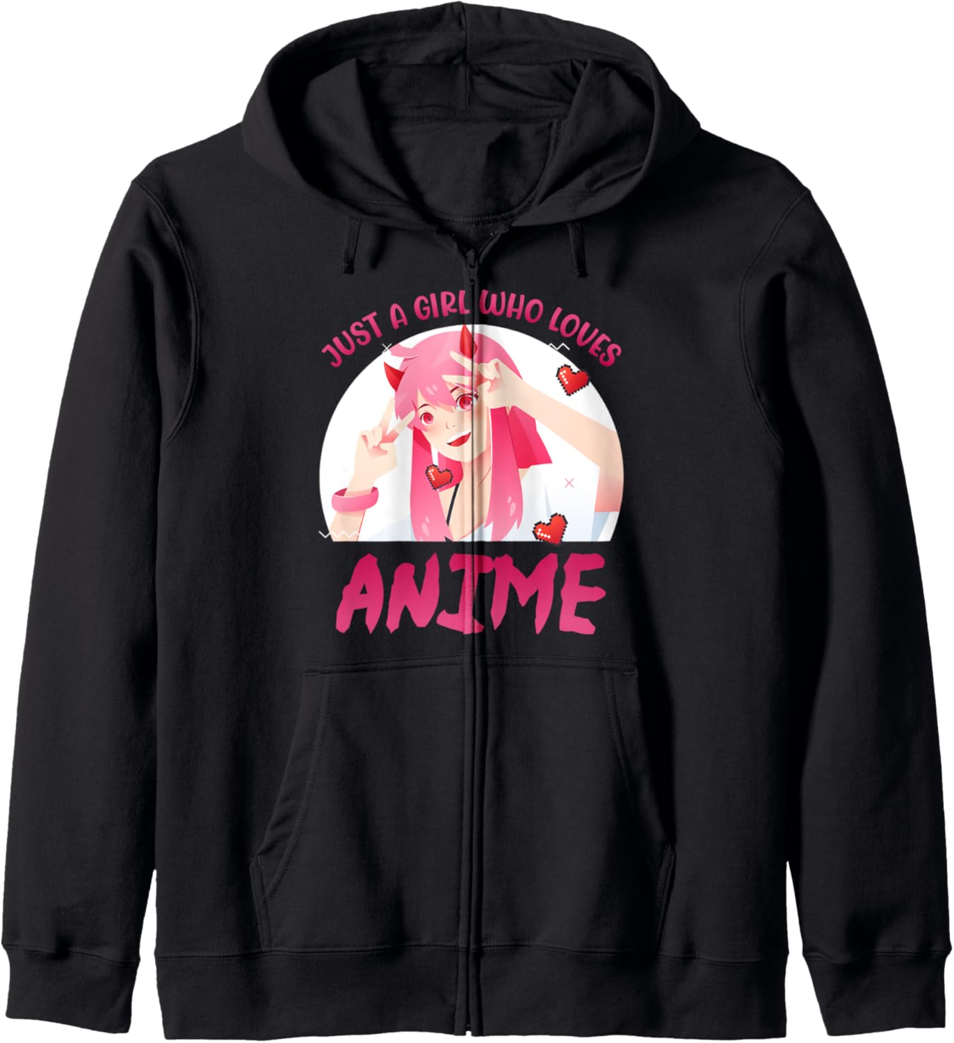 Cute Anime Girls Shirt | Girl Who Loves Anime Zip Hoodie