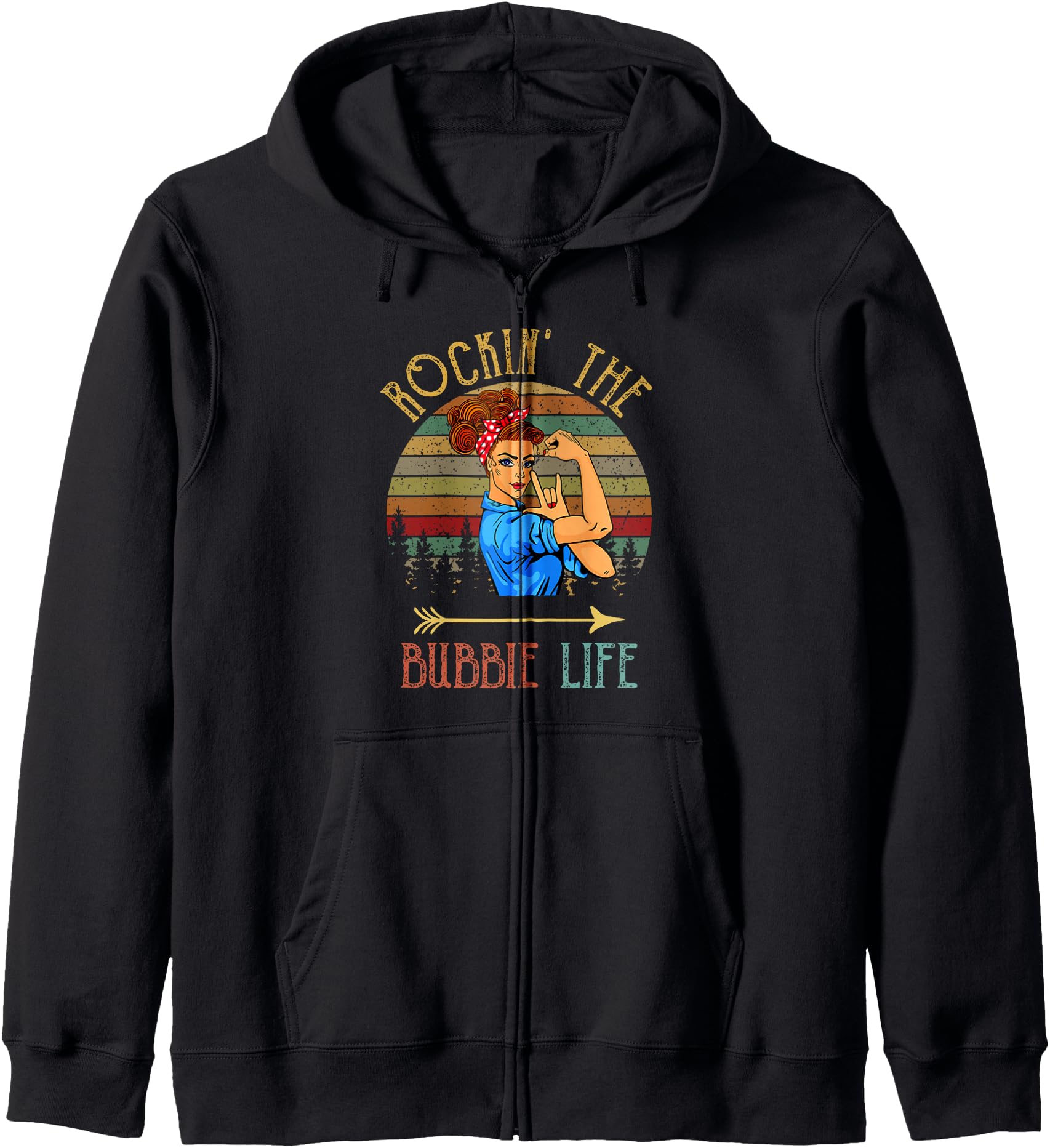Rockin' The Bubbie Mom Life Cute Flower For Bubbie Zip Hoodie