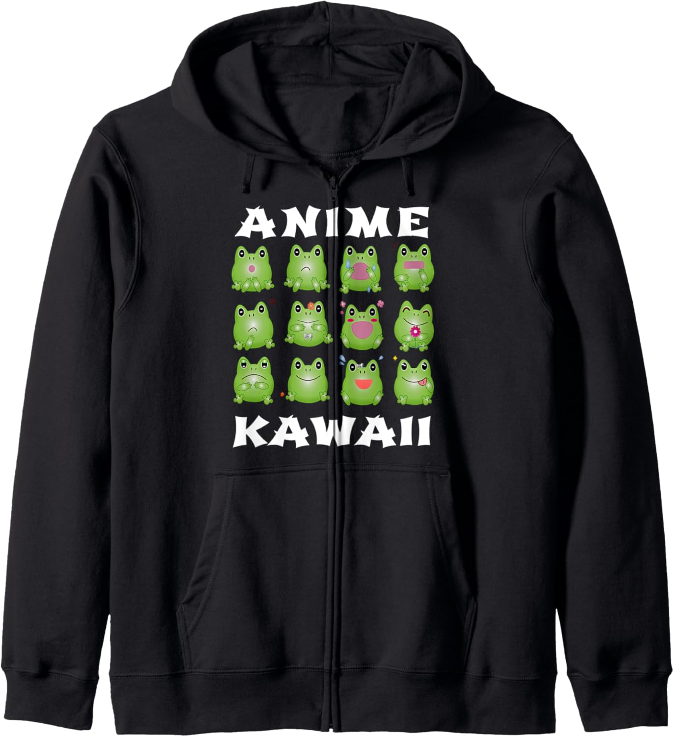 Fun Kawaii Frog Japanese Animation Graphic Green Toad Anime Hoodie