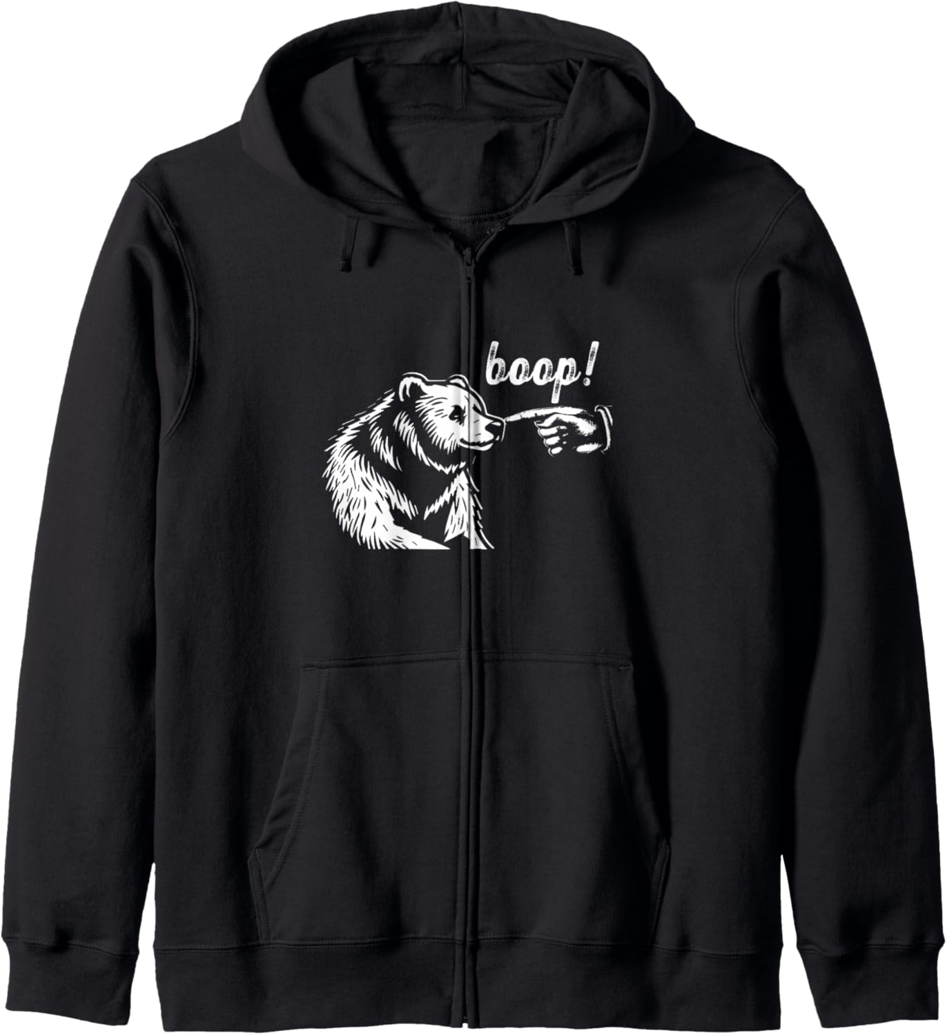 Boop Bear Funny Hand Touch Bear Nose Wildlife Animal Meme Zip Hoodie