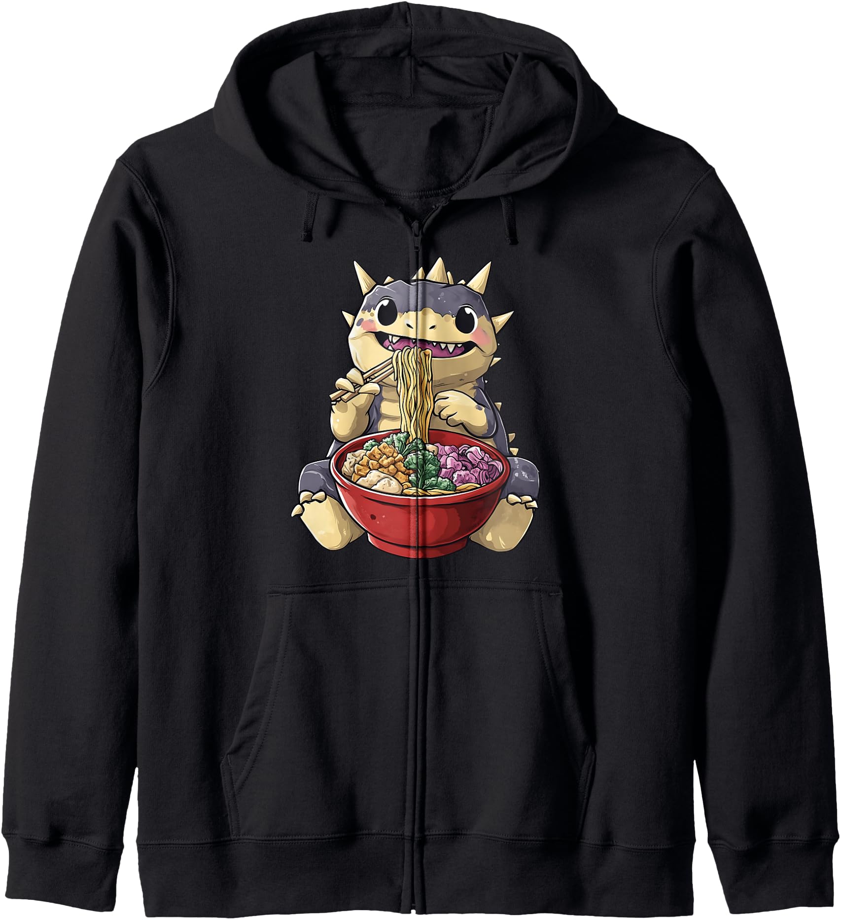 Ankylosaurus Dinosaur Cute Kawaii Ramen Japanese Noodles Zip Hoodie