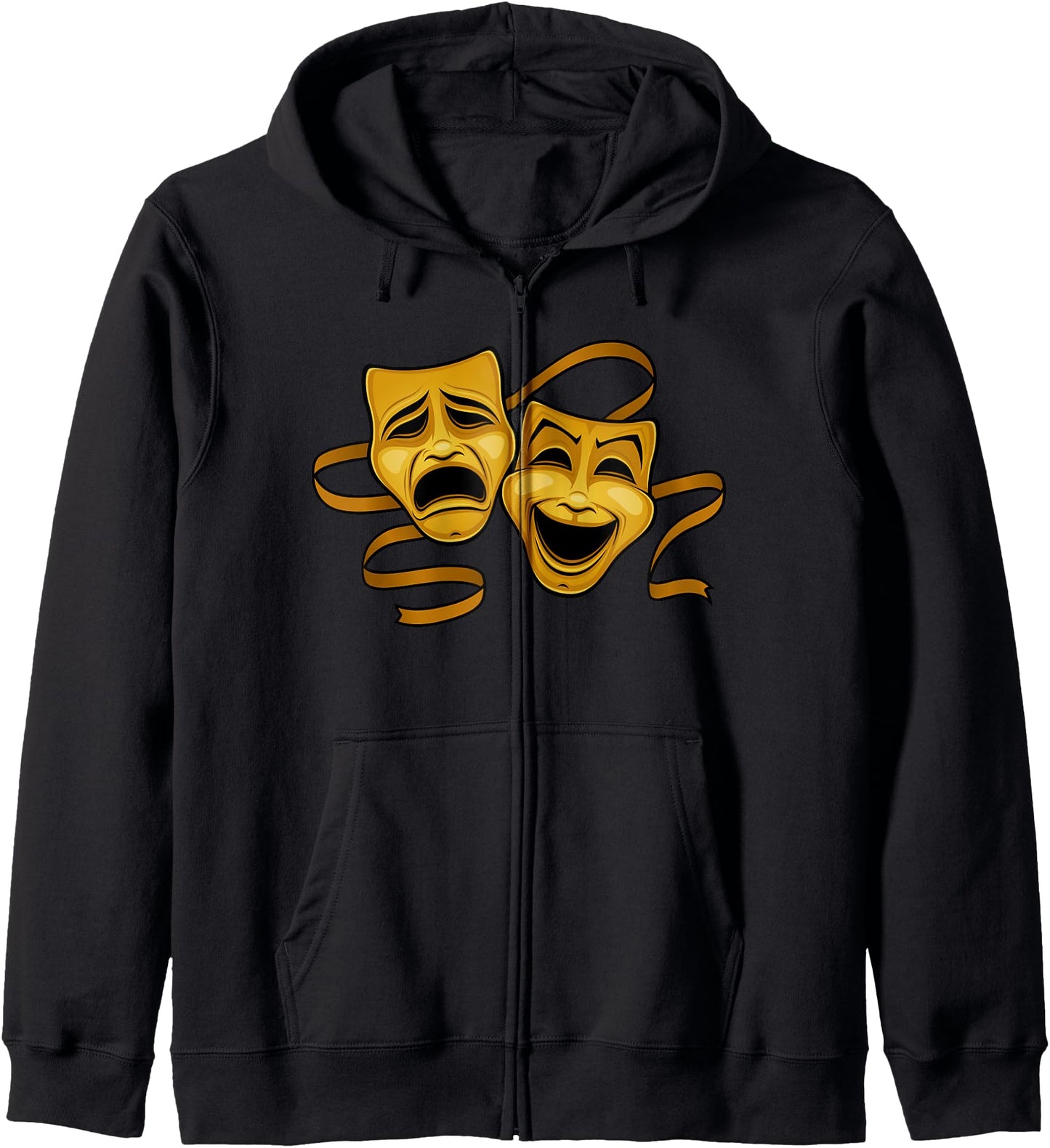 Gold Comedy And Tragedy Theater Masks For Drama Club Members Zip Hoodie