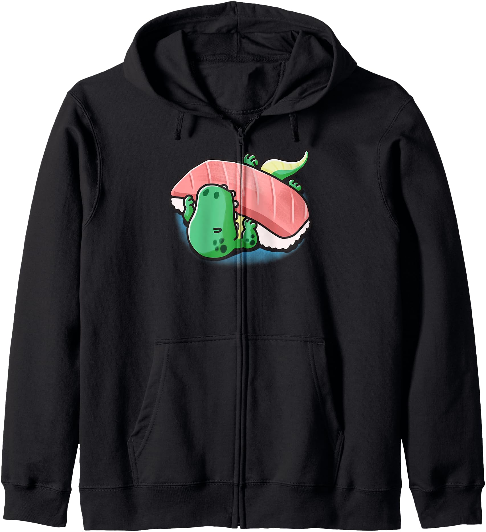 Sleepy T-Rex Dinosaur Eating Sushi Japanese Food Sushisaurus Zip Hoodie