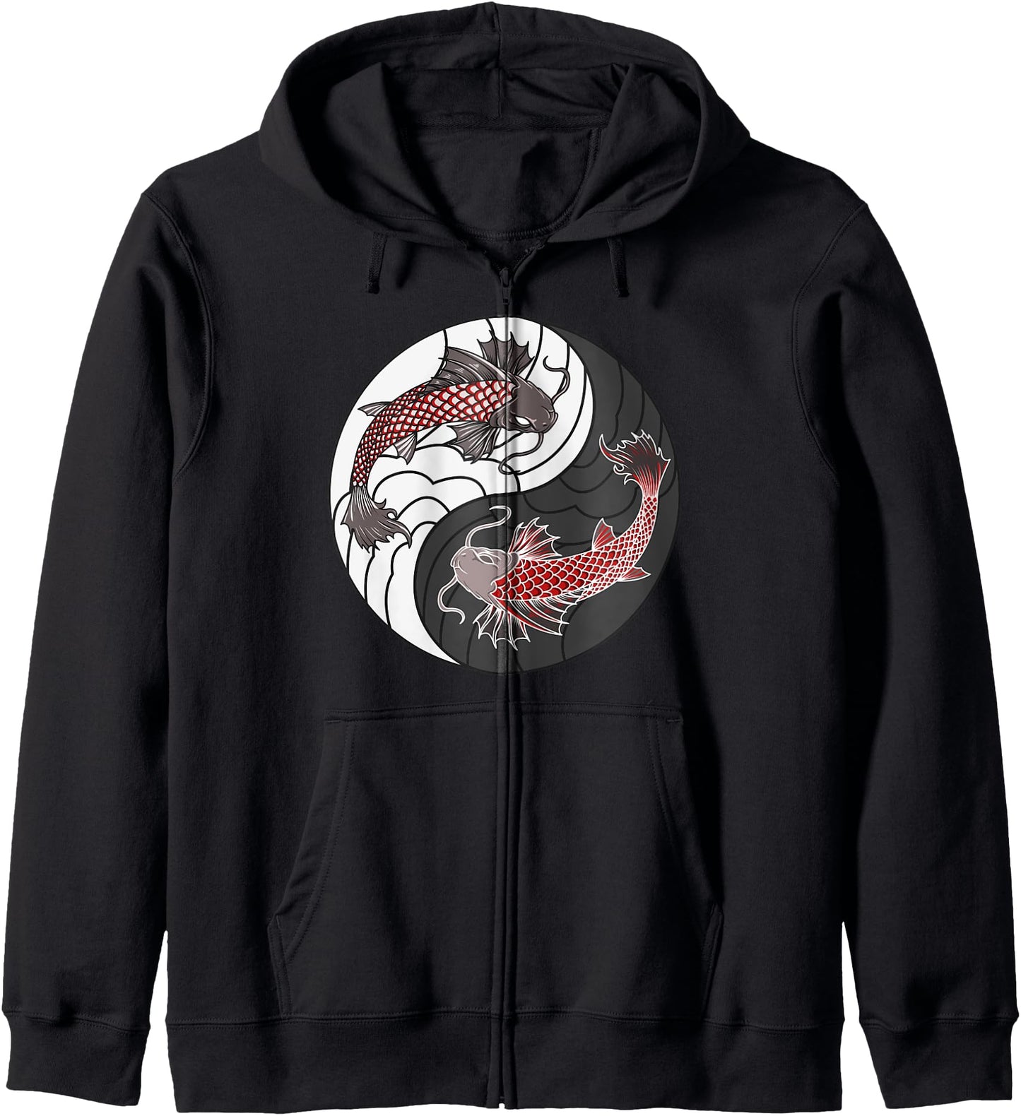Yin Yang Japanese Koi Fish Zip Hoodie