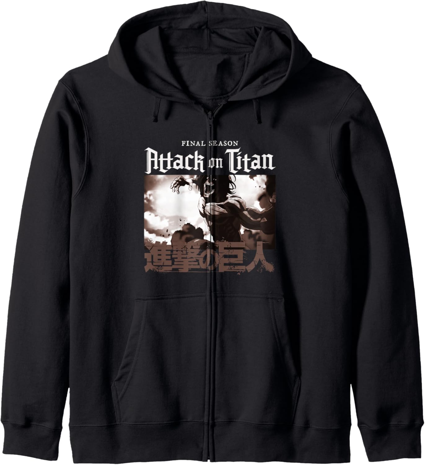Attack on Titan Season 4 English and Kanji Show Logo Anime Hoodie