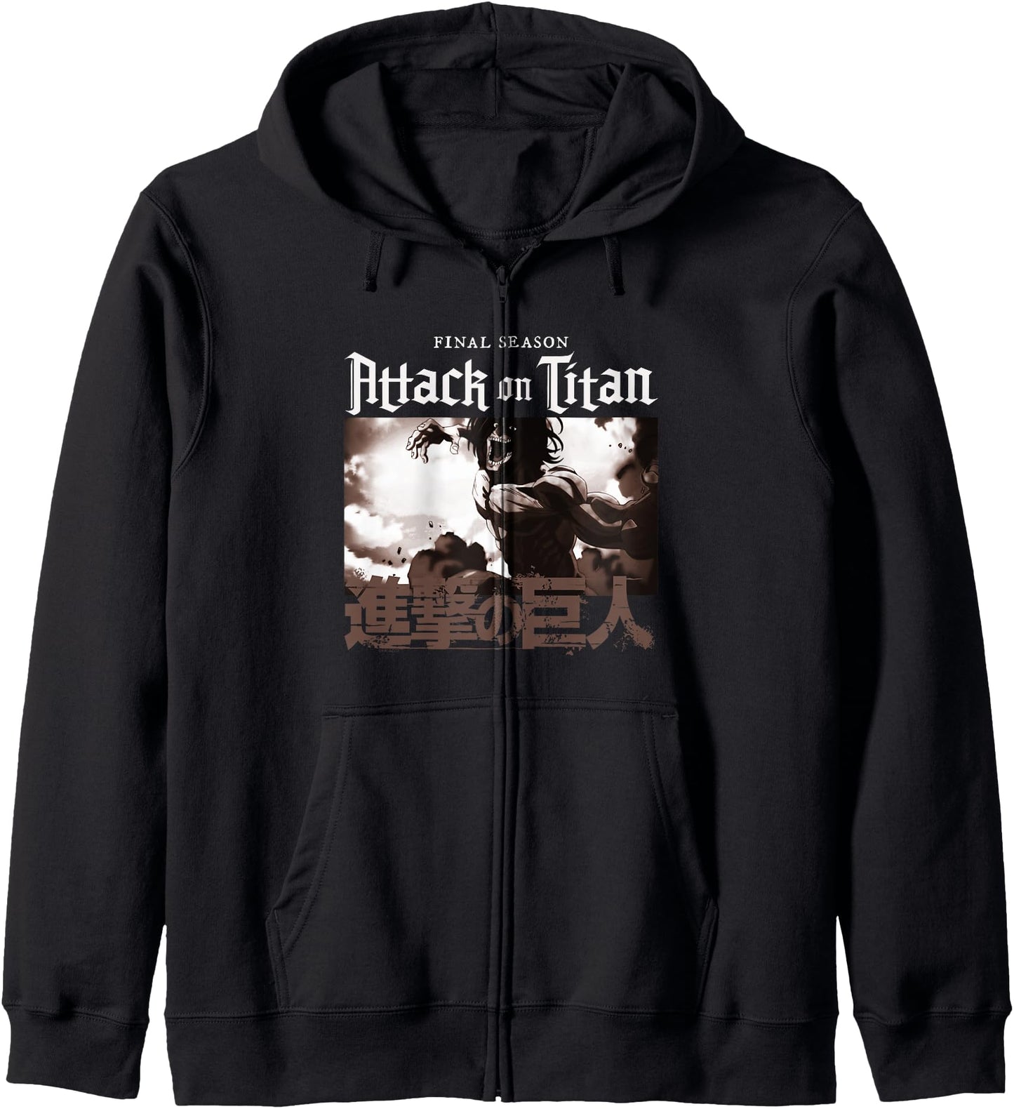 Attack on Titan Season 4 English and Kanji Show Logo Anime Hoodie