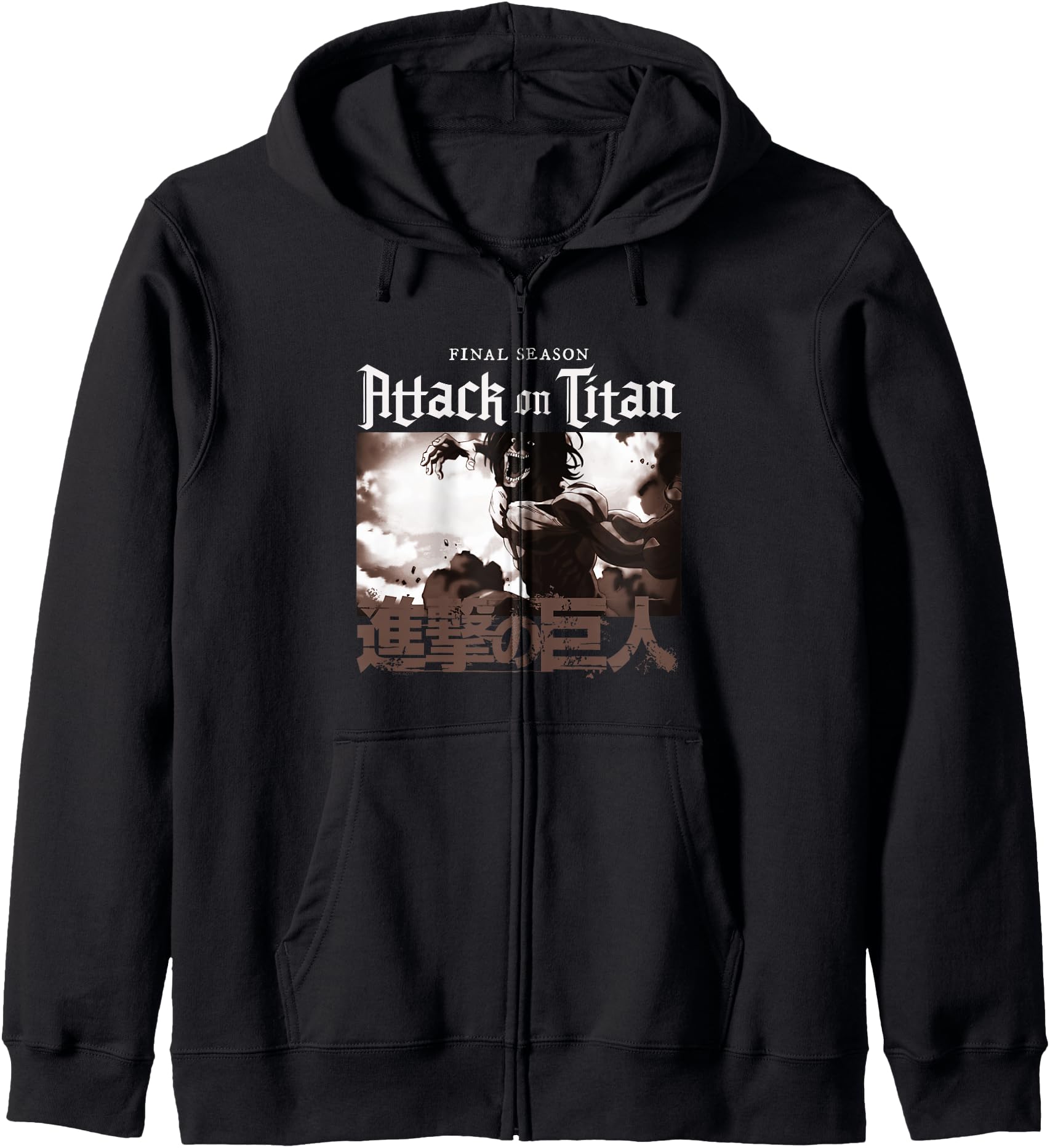Attack on Titan Season 4 English and Kanji Show Logo Anime Hoodie