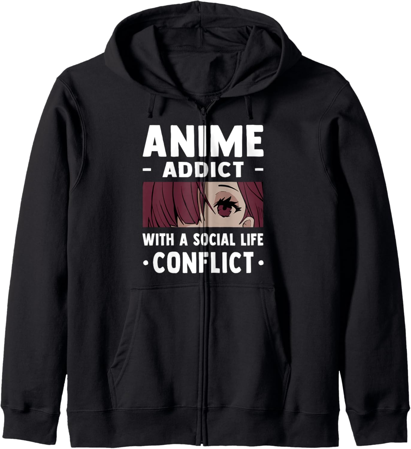 Anime Addict With A Social Life Conflict - Otaku Anime Lover Zip Hoodie