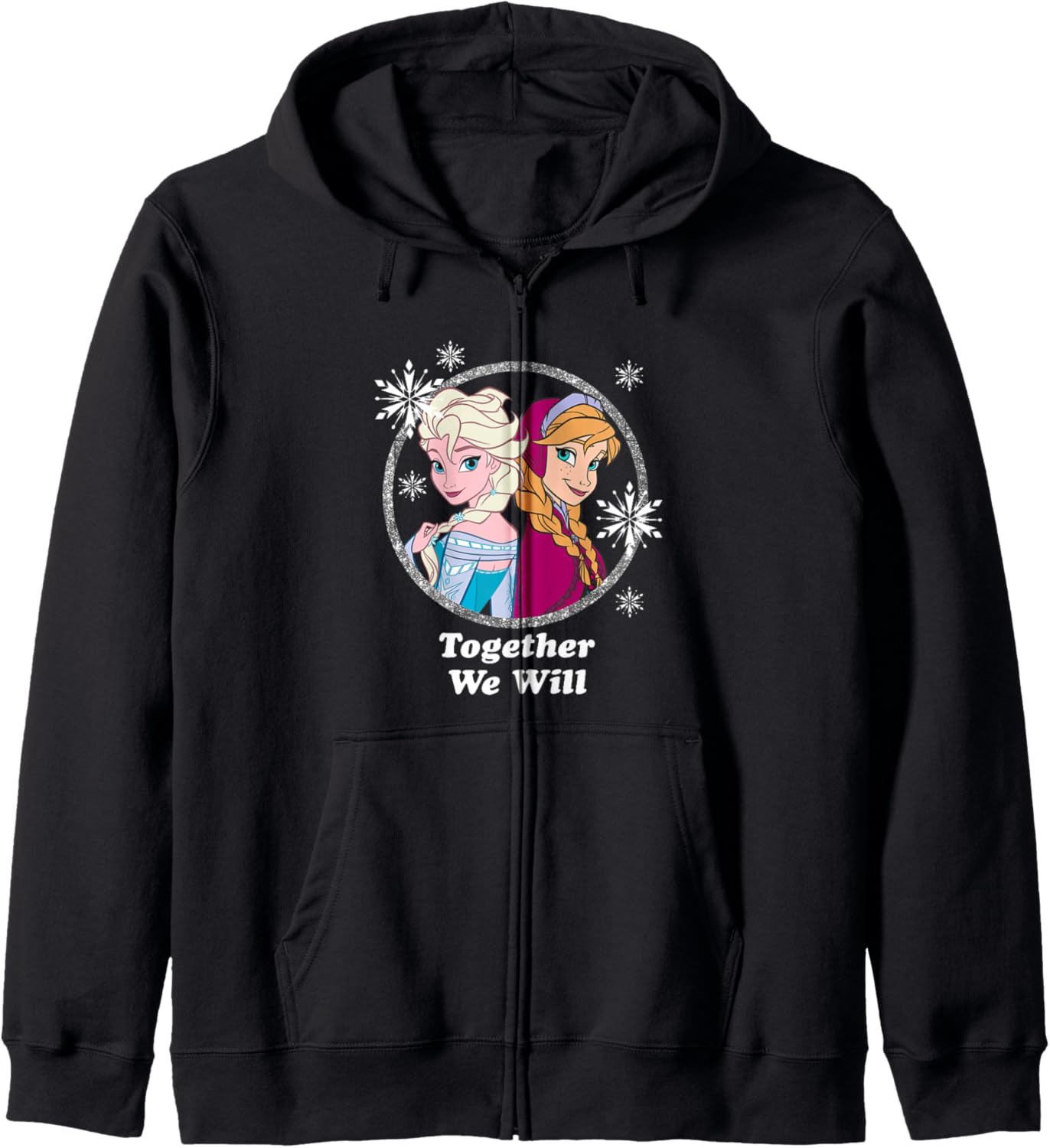 Disney Frozen Together We Will Elsa & Anna Circle Portrait Zip Hoodie