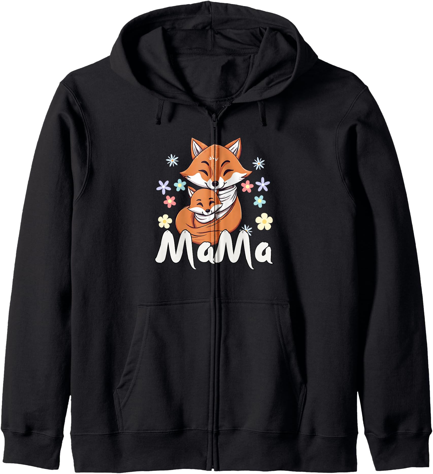 Floral Fox Mom & Baby Mama Animal Mother's Day Fox Lover Zip Hoodie
