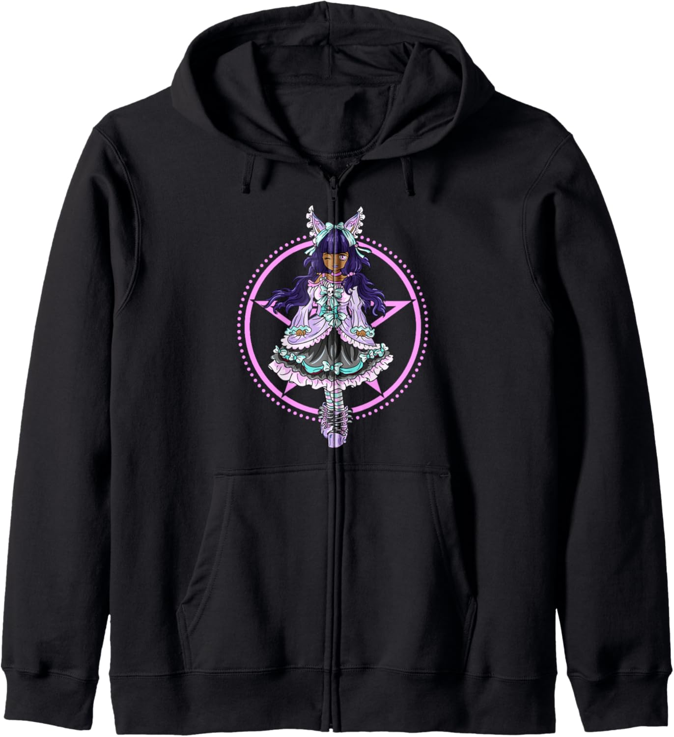 Pastel Goth Black Girl Lolita Princess Court Dress Anime Hoodie