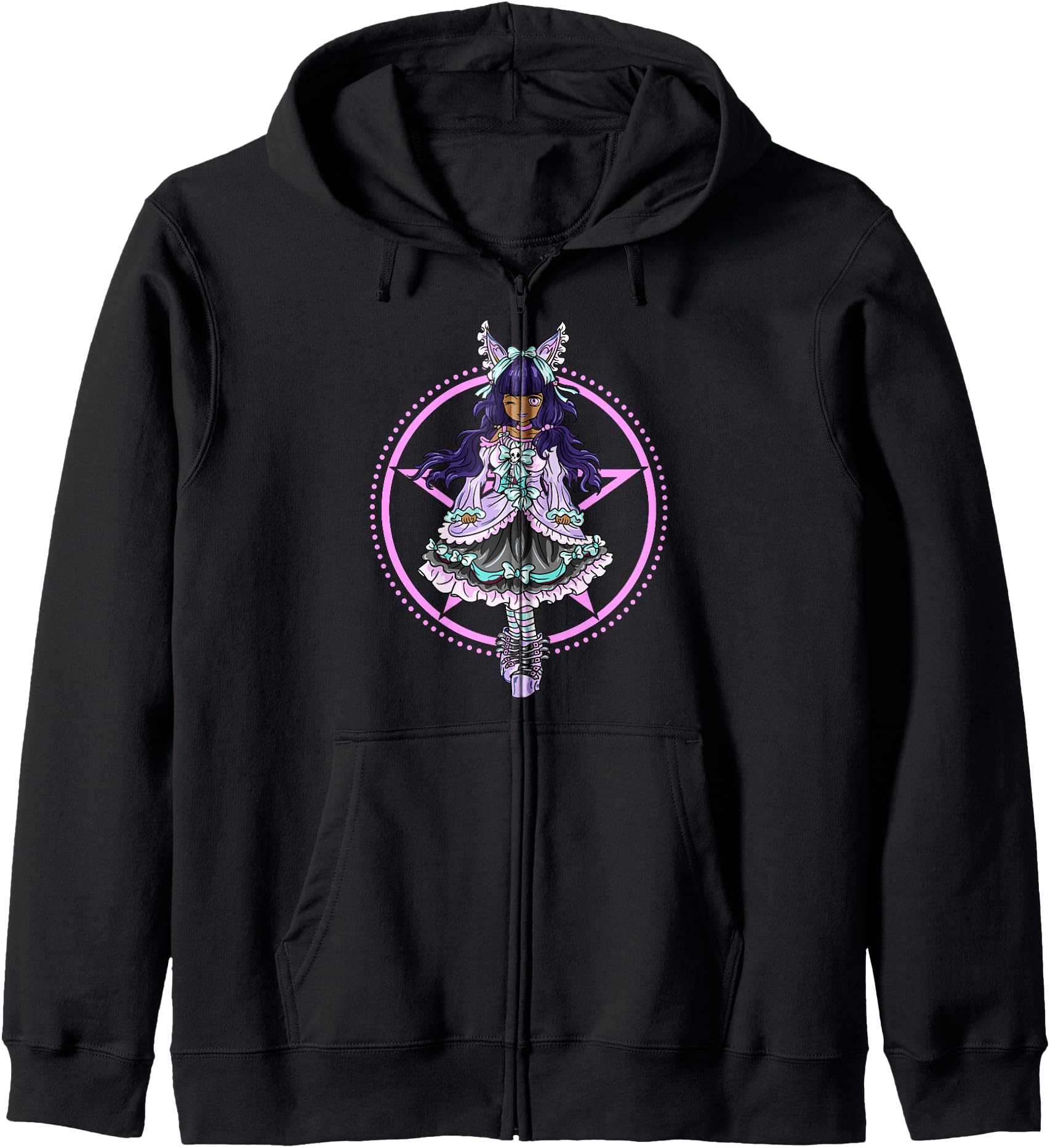 Pastel Goth Black Girl Lolita Princess Court Dress Anime Hoodie