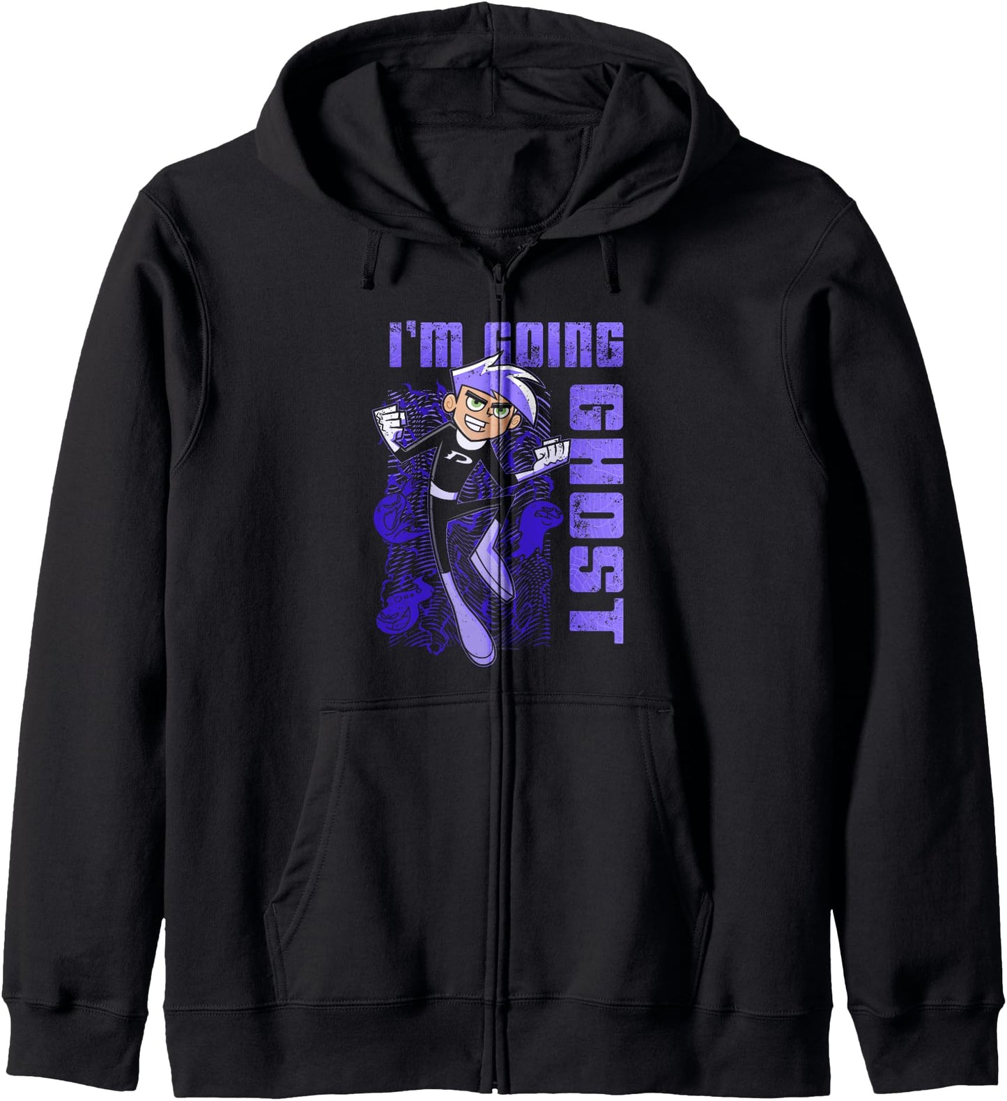 Danny Phantom I'm Going Ghost Purple Text Portrait Zip Hoodie