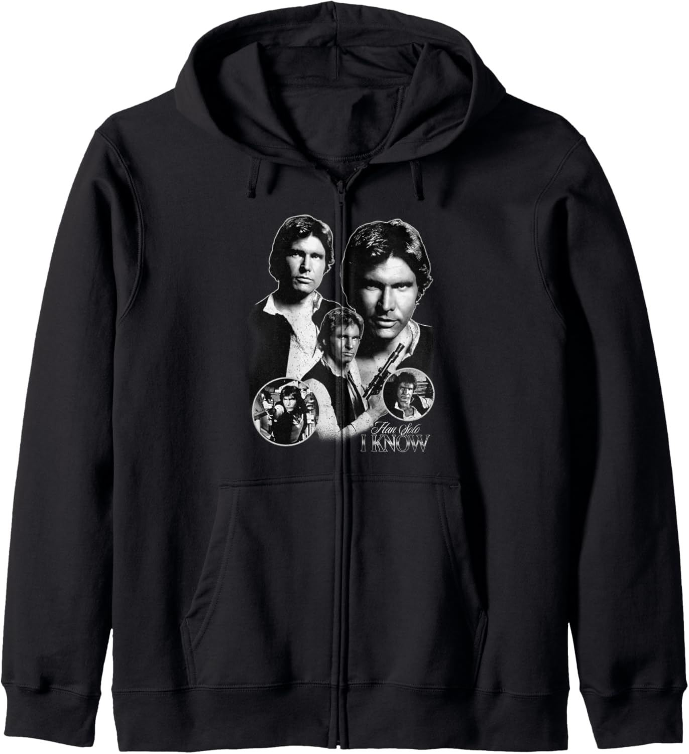 Star Wars Han Solo I Know Black & White Portrait Zip Hoodie