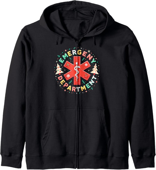 Christmas Emergency Department Nurse Phisician Xmas Party Zip Hoodie