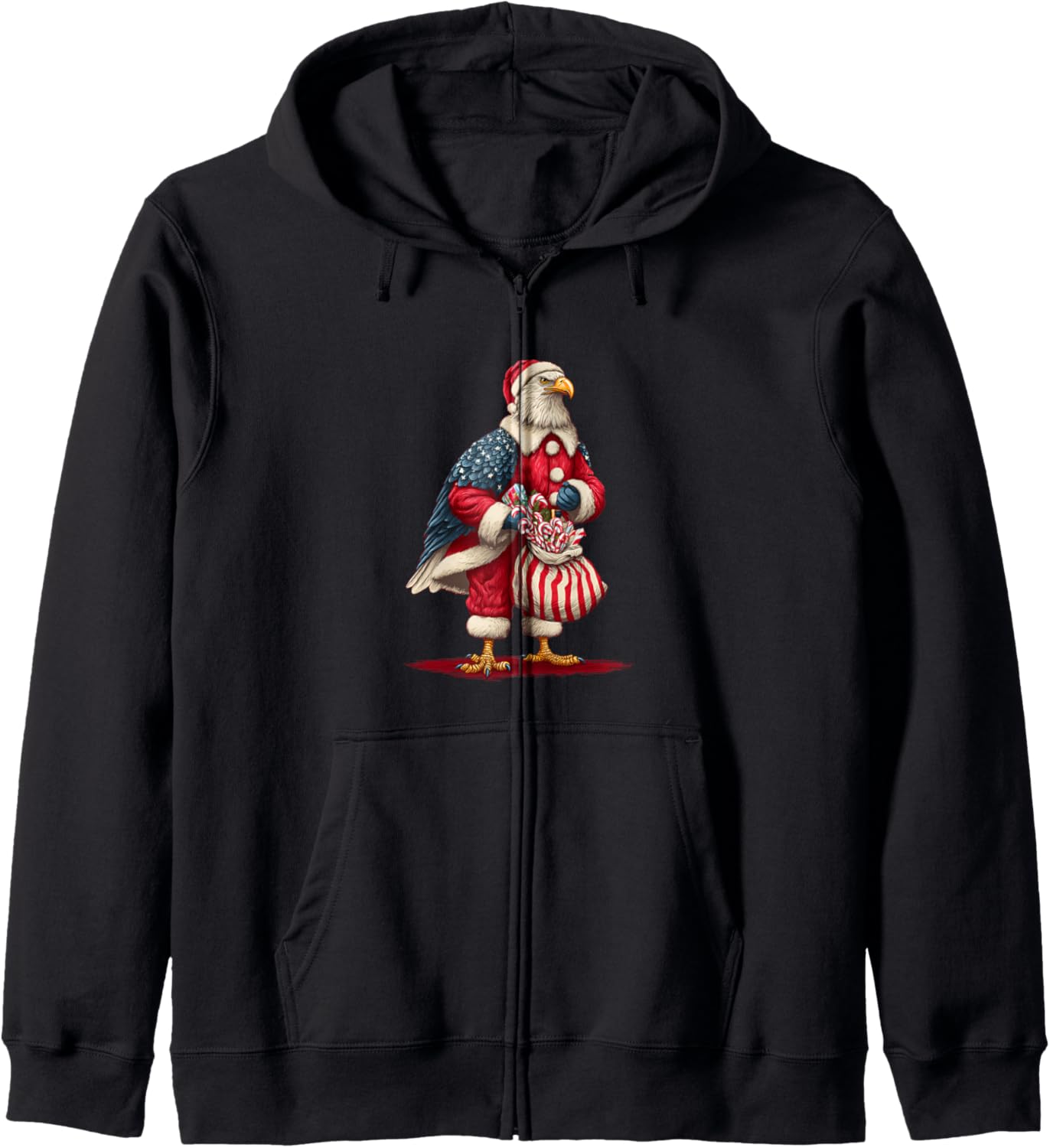 Christmas Candy with Funny Eagle for Nice USA Xmas Season Zip Hoodie