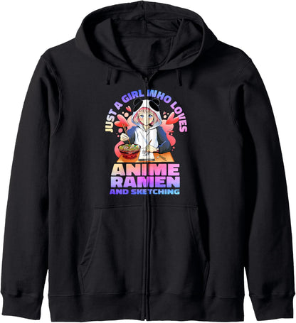 Just A Girl Who Loves Anime Ramen And Sketching Japan Anime Hoodie