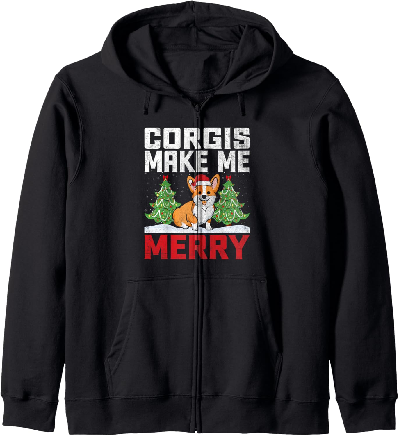 Christmas Corgi Mom Dog Breed Owner Rescuer Fur Mama Zip Hoodie