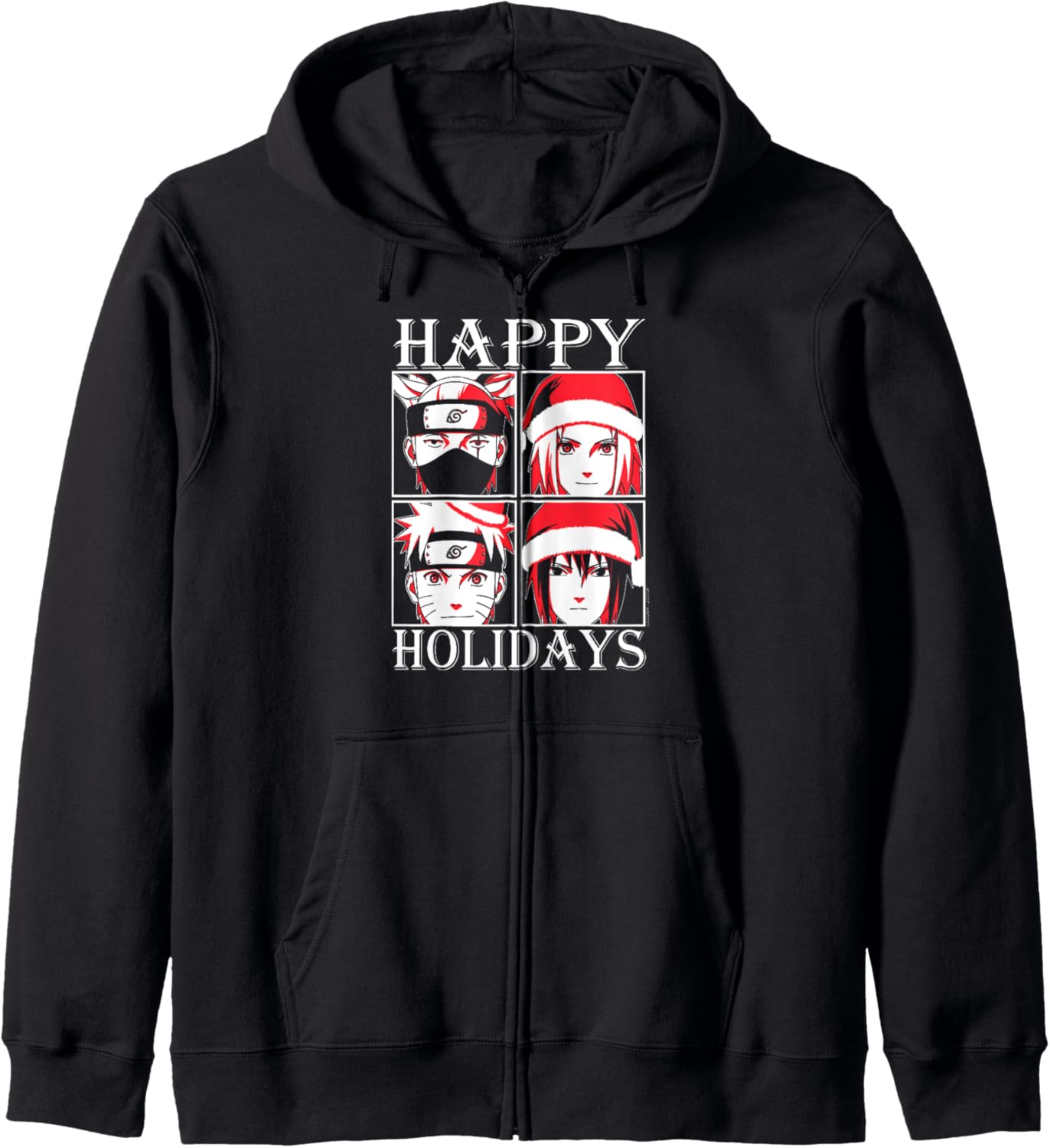 Naruto Shippuden Happy Holidays Characters Anime Zip Hoodie