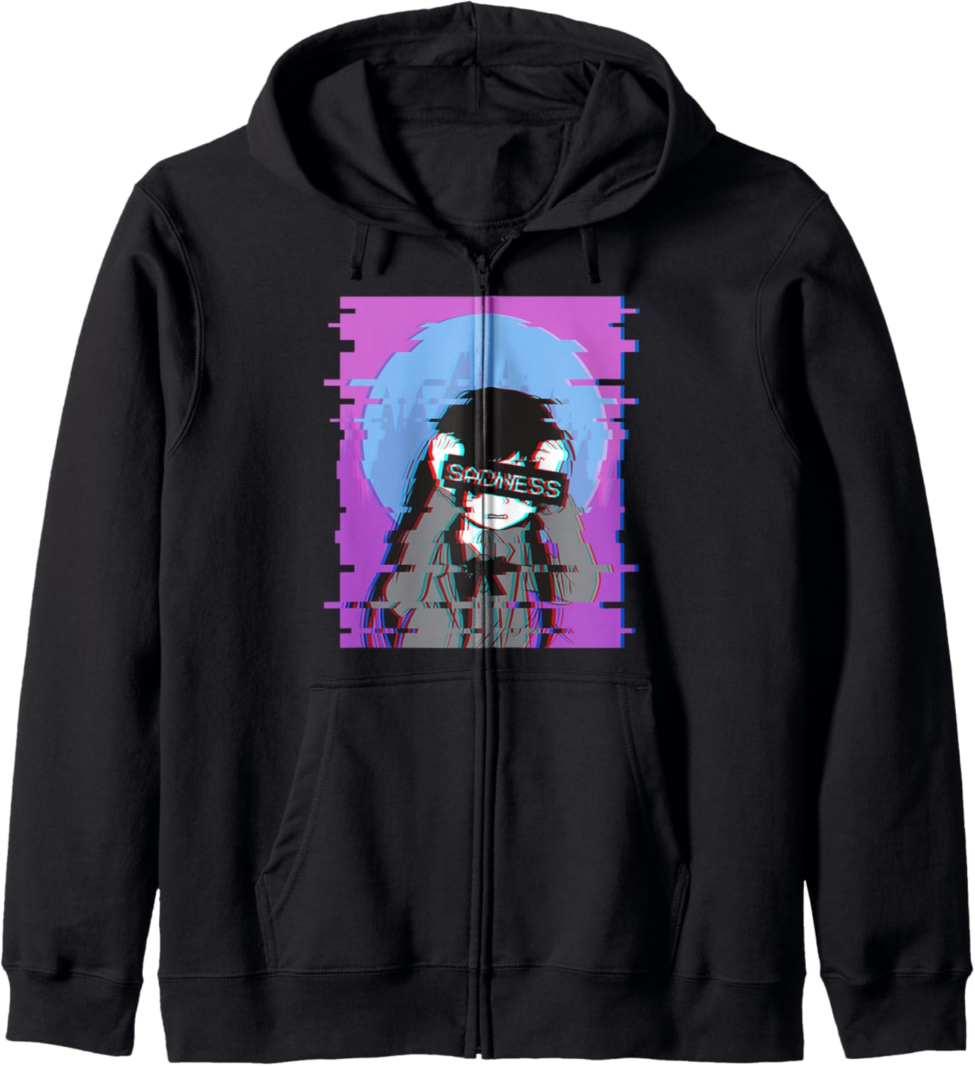 Sad Anime Girl - Japanese Aesthetic Vaporwave Anime Otaku Hoodie