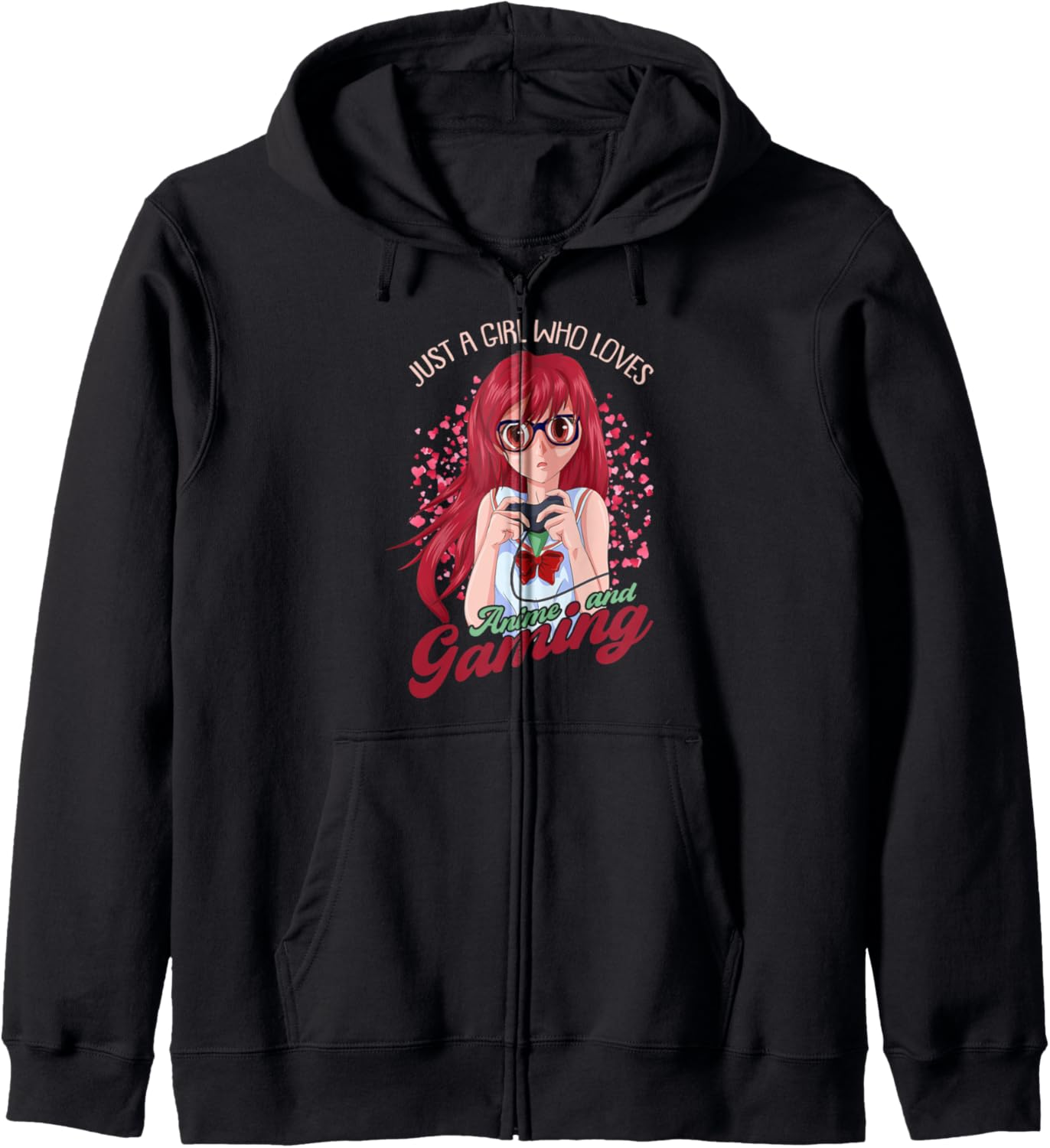 Just A Girl Who Loves Anime And Gaming Kawaii Gamer Anime Zip Hoodie