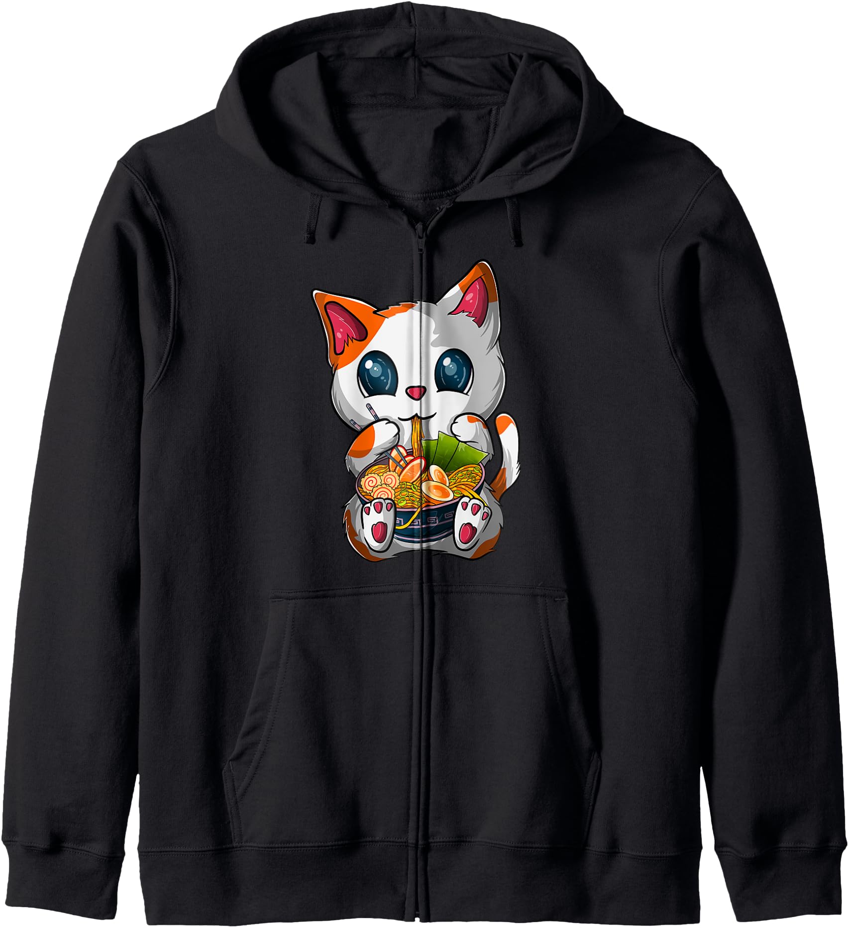 Kawaii Ramen Cat, Japanese Neko Noodle Funny Anime Hoodie