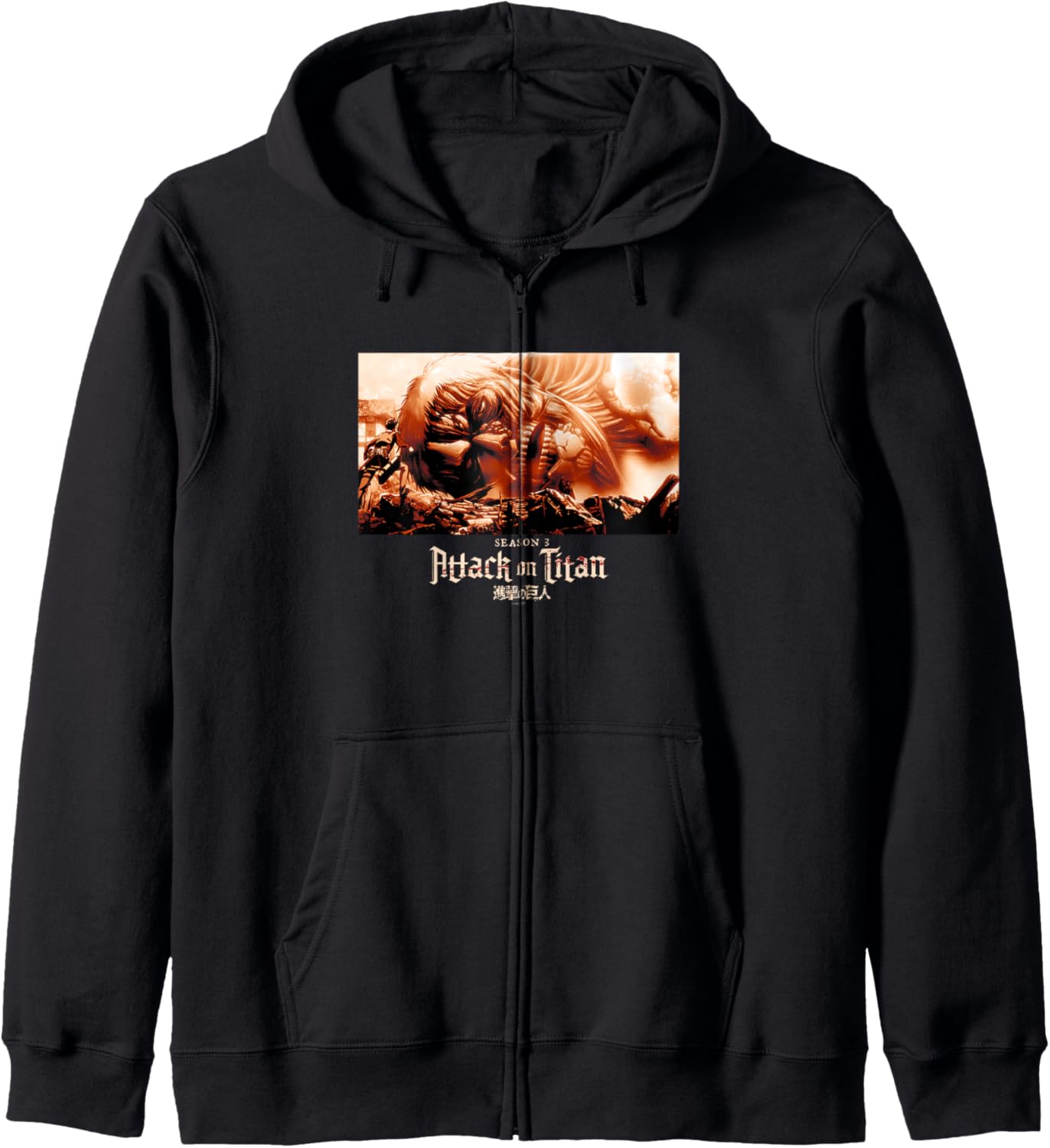 Attack on Titan Season 3 Sepia Fallen Titan Anime Zip Hoodie