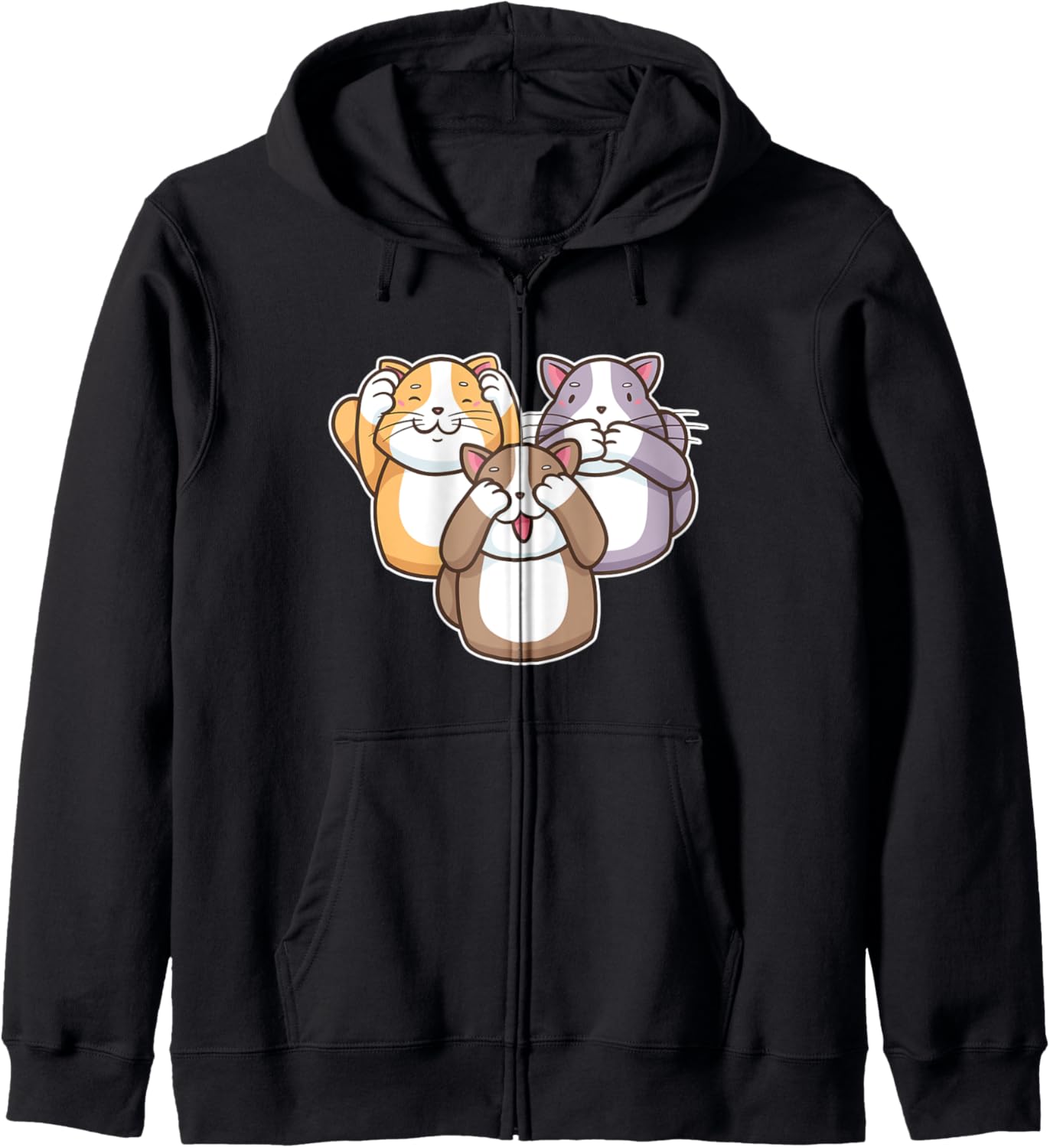 Three Wise Cats Shirt See Hear Speak No Evil Christmas Anime Zip Hoodie