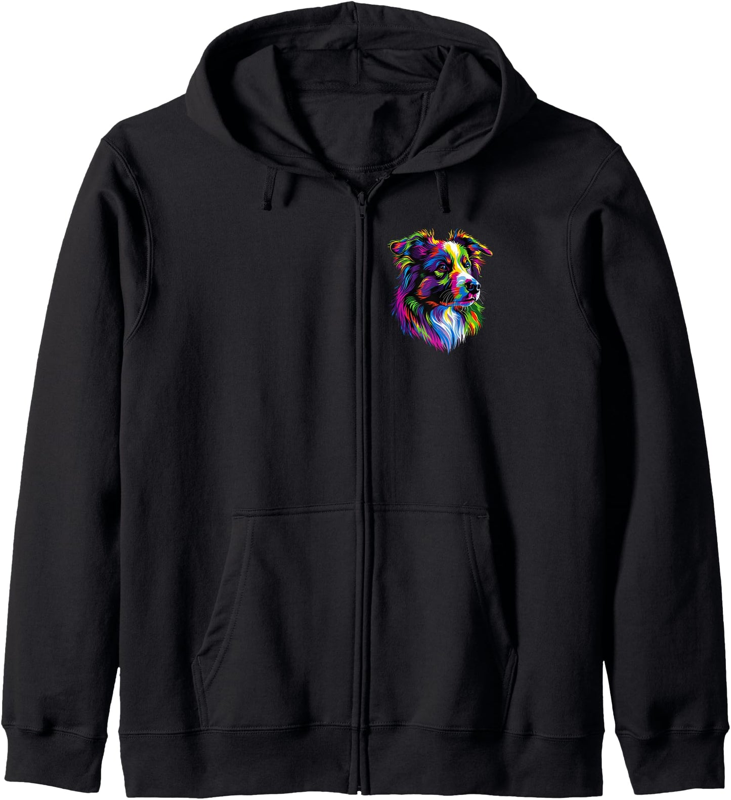 Australian Shepherd Dog Colorful Pop Art Rainbow Cute Aussie Zip Hoodie