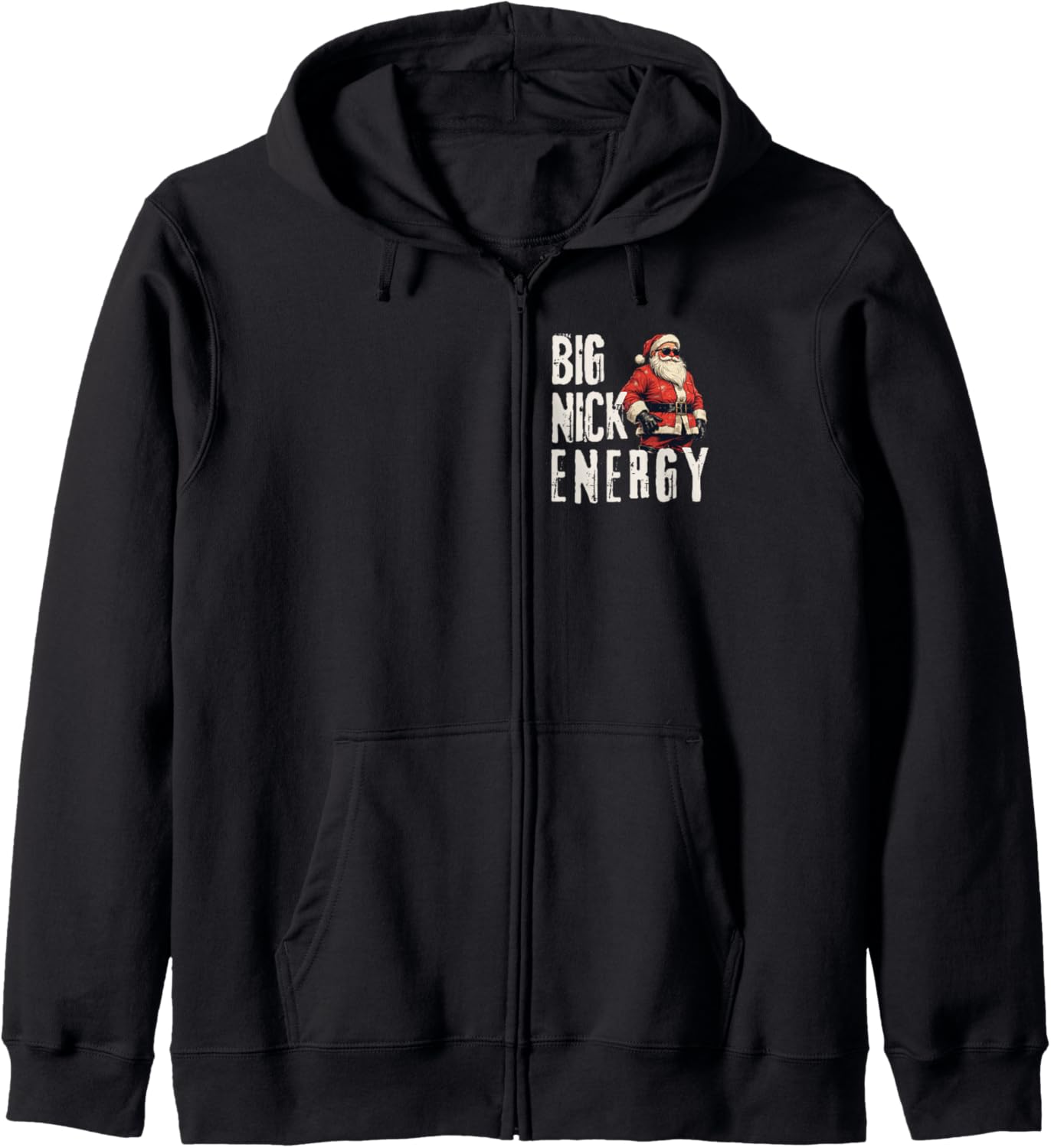 Big Nick Energy Funny Santa Christmas Zip Hoodie