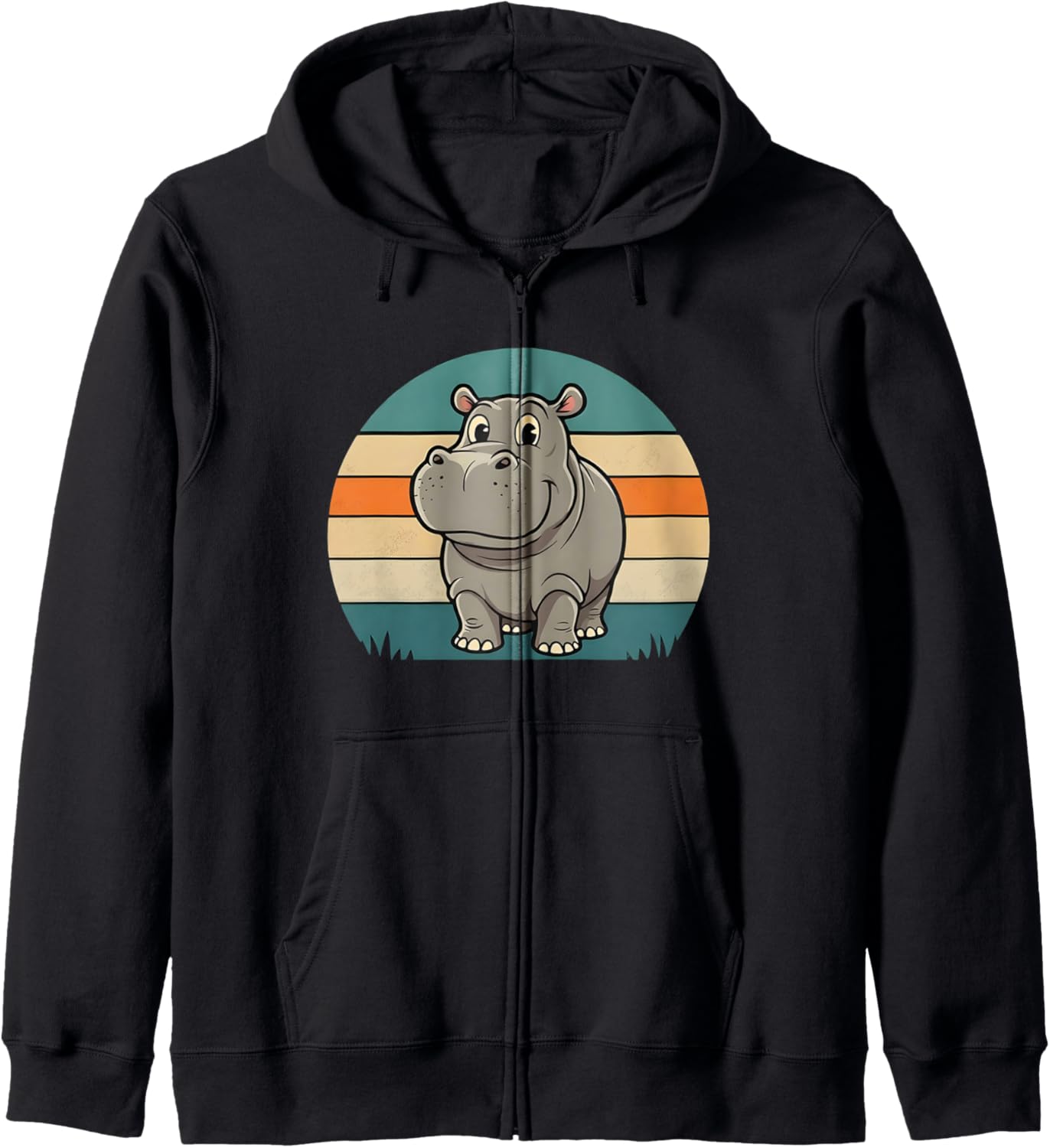 Cool Hippo Hippopotamus Animal Lover Gift for Men Women Kids Zip Hoodie