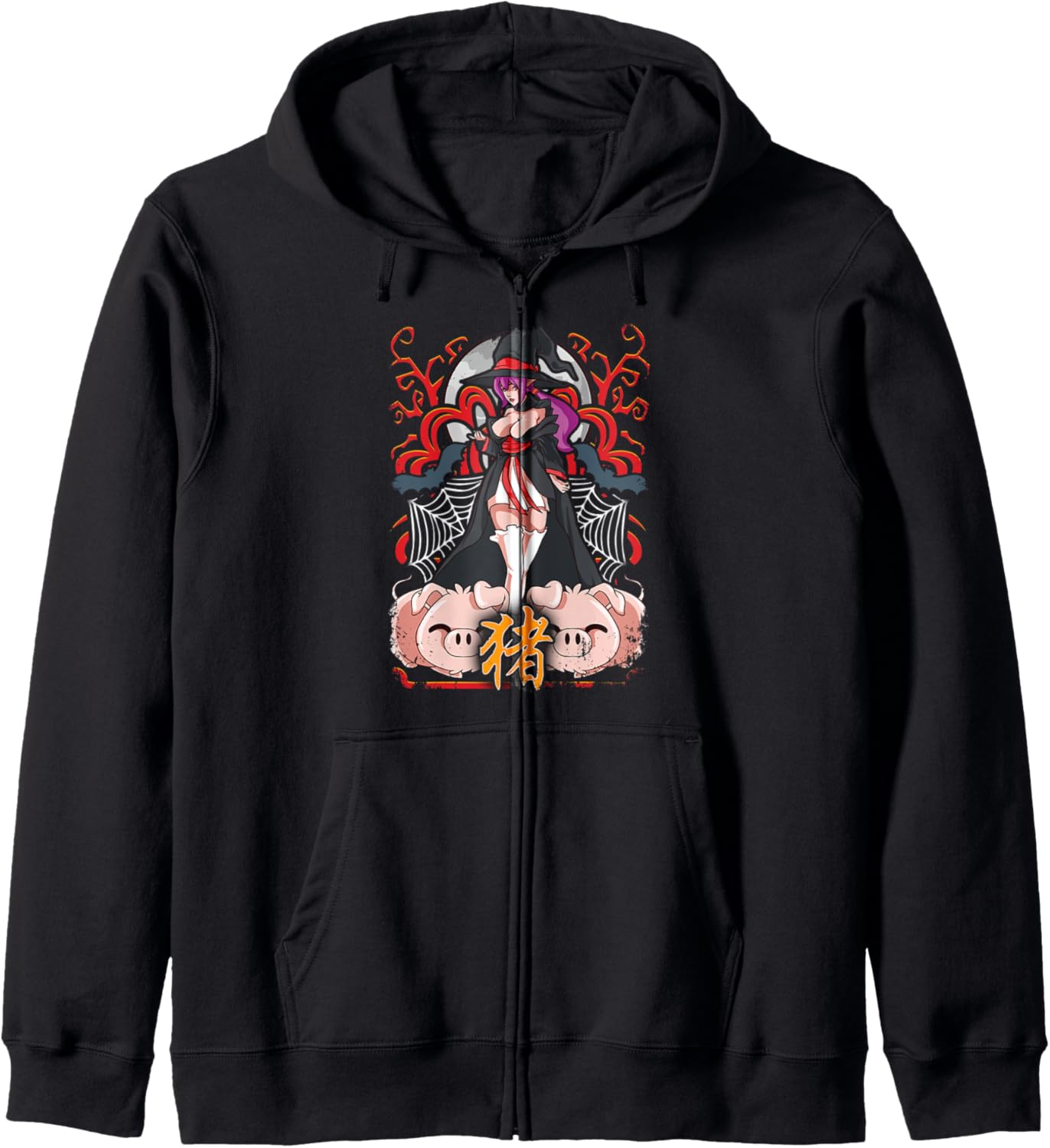 Year of The Pig Chinese Zodiac Witch Halloween Anime Zip Hoodie