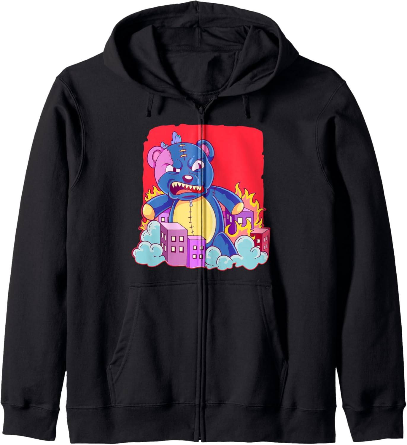 Teddy Distroy Pastel Goth Kawaii Anime Zip Hoodie