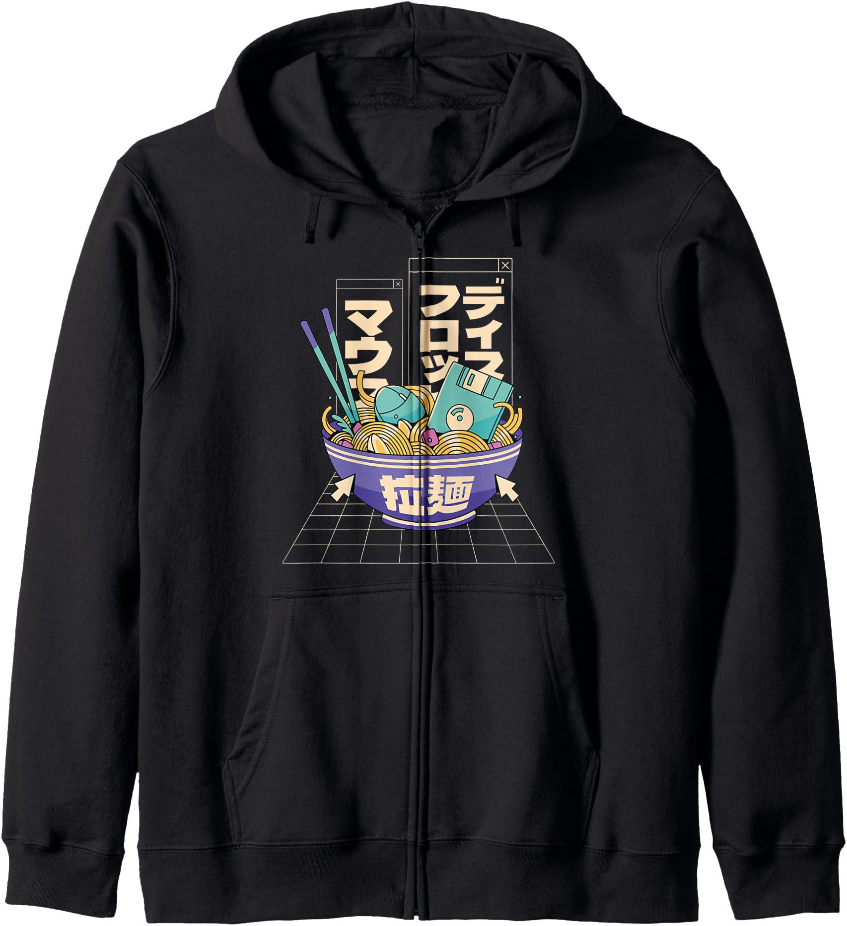 Cool 90's Tech Ramen Computer Technology Food Japan Japanese Zip Hoodie