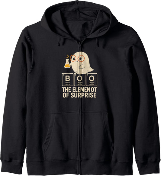 Chemistry Boo The Element Of Surprise Cute Chemist Halloween Zip Hoodie