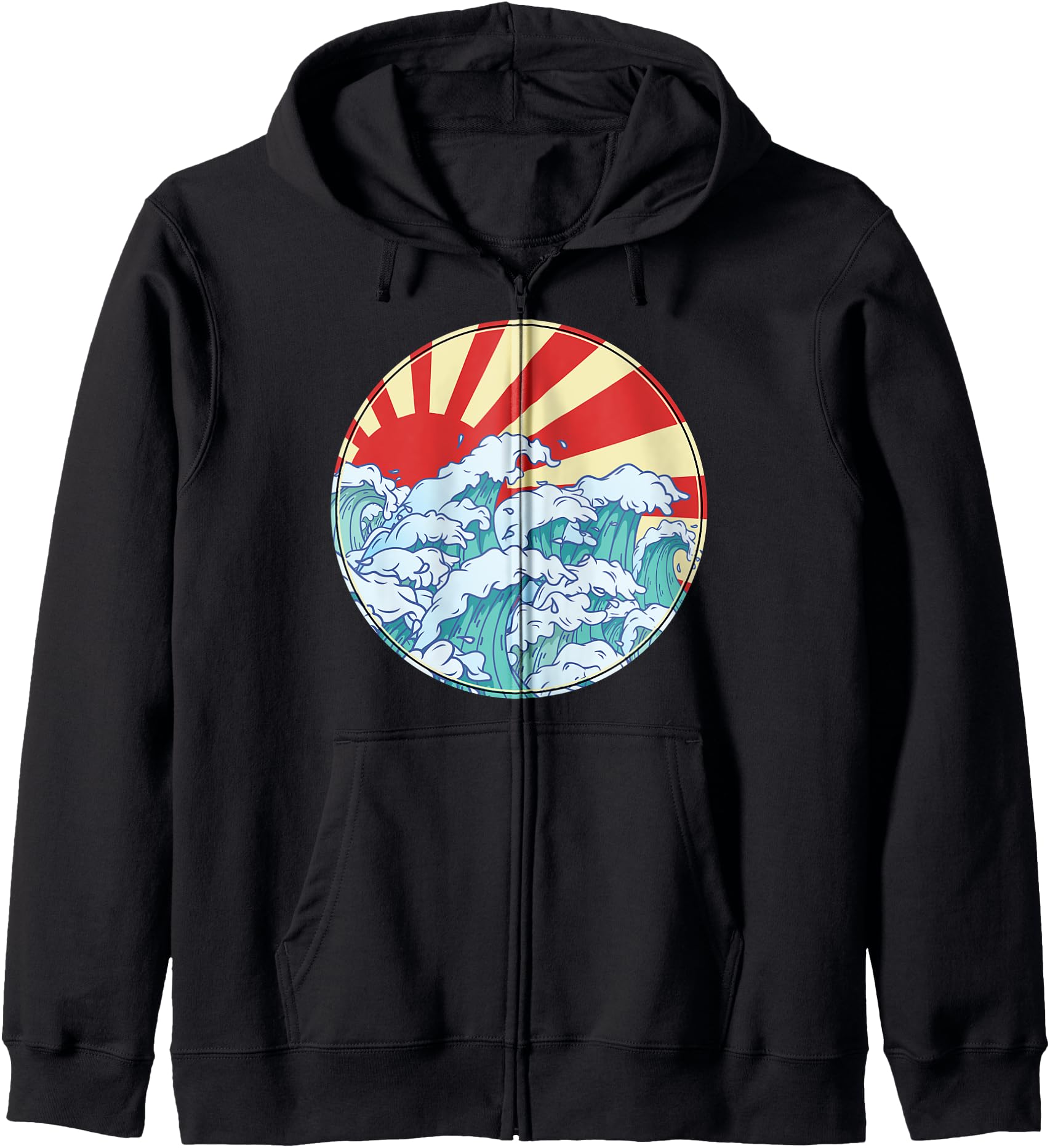 The Great Wave Off Kanagawa Hokusai Manga Cartoon Japanese Zip Hoodie