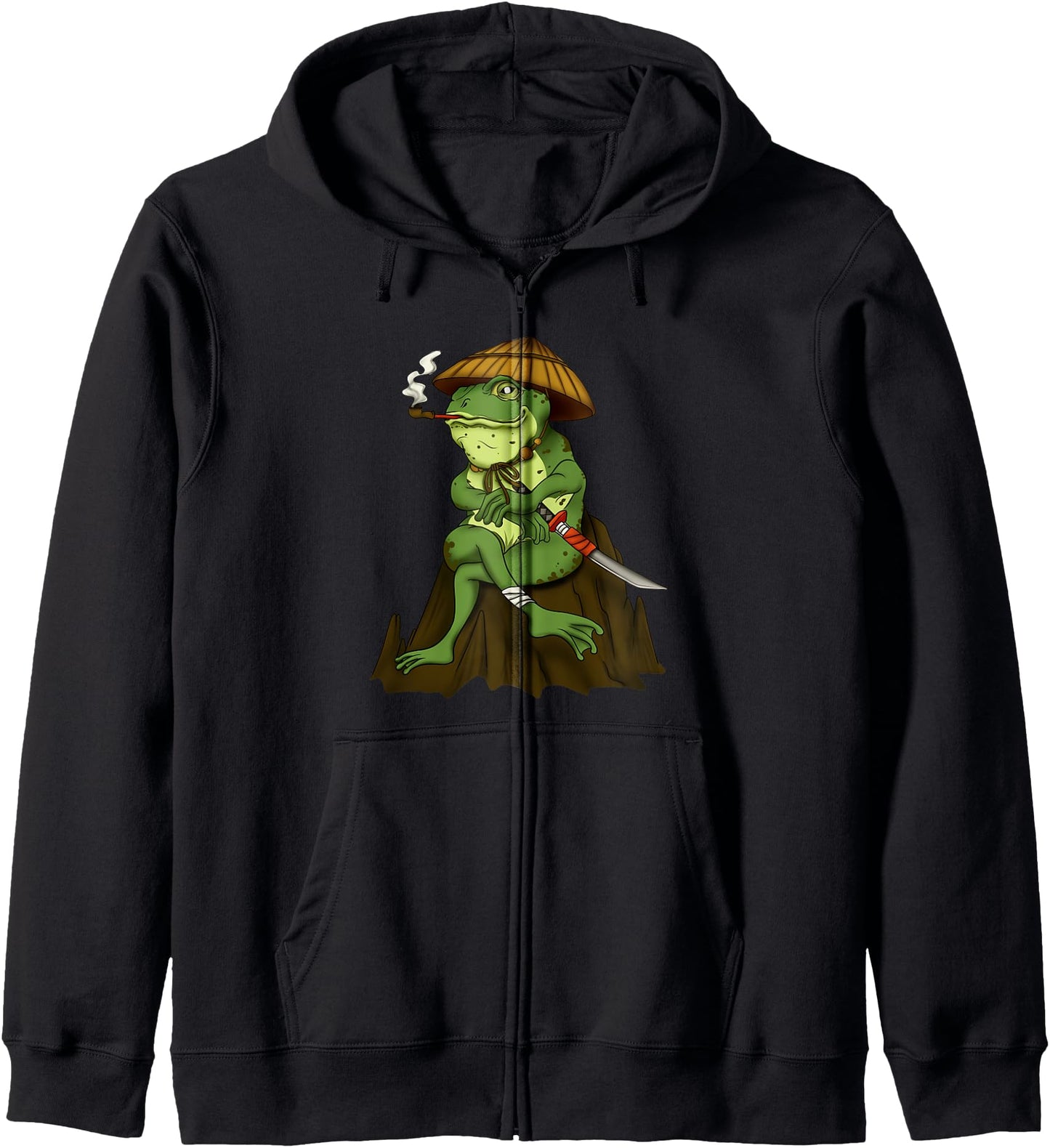 Samurai Frog Japanese Warrior Zip Hoodie