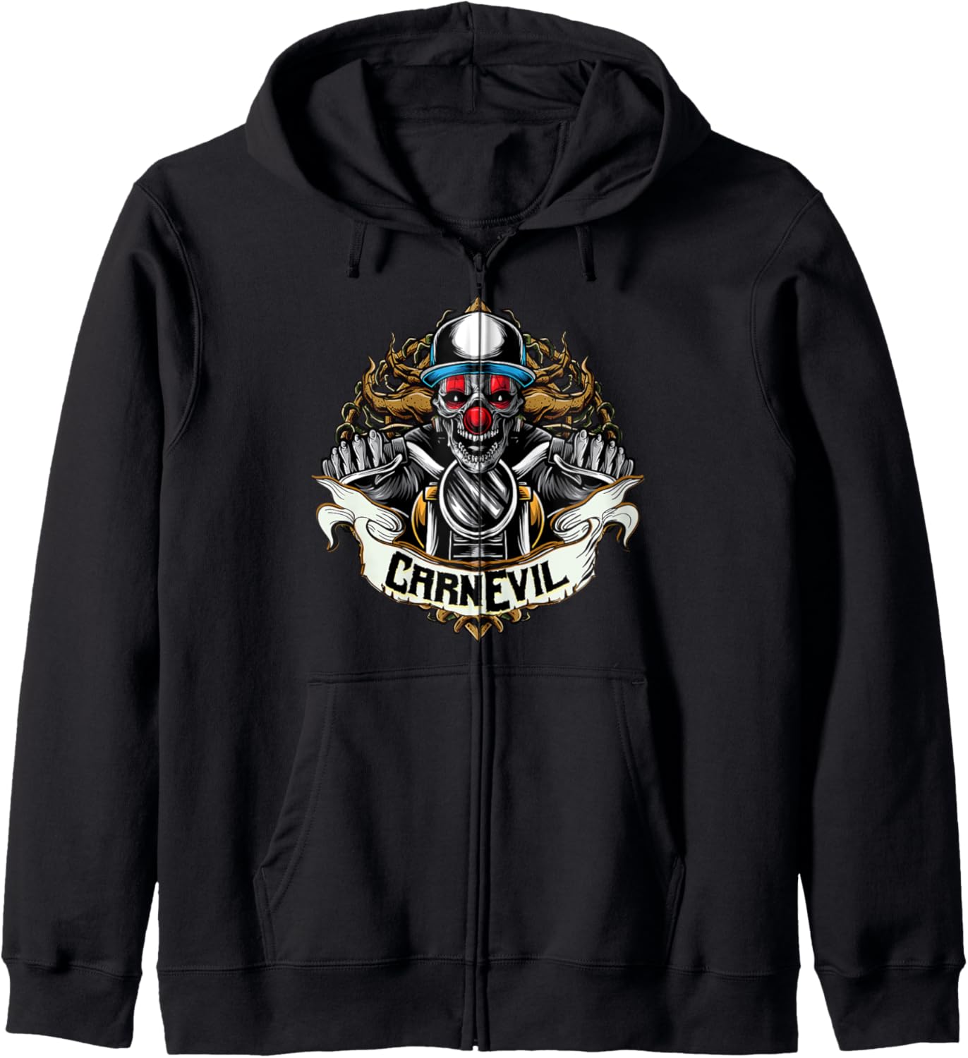 CarnEvil Clown Scary Fun Halloween Carnival Bike Zip Hoodie
