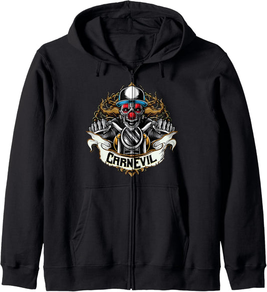 CarnEvil Clown Scary Fun Halloween Carnival Bike Zip Hoodie