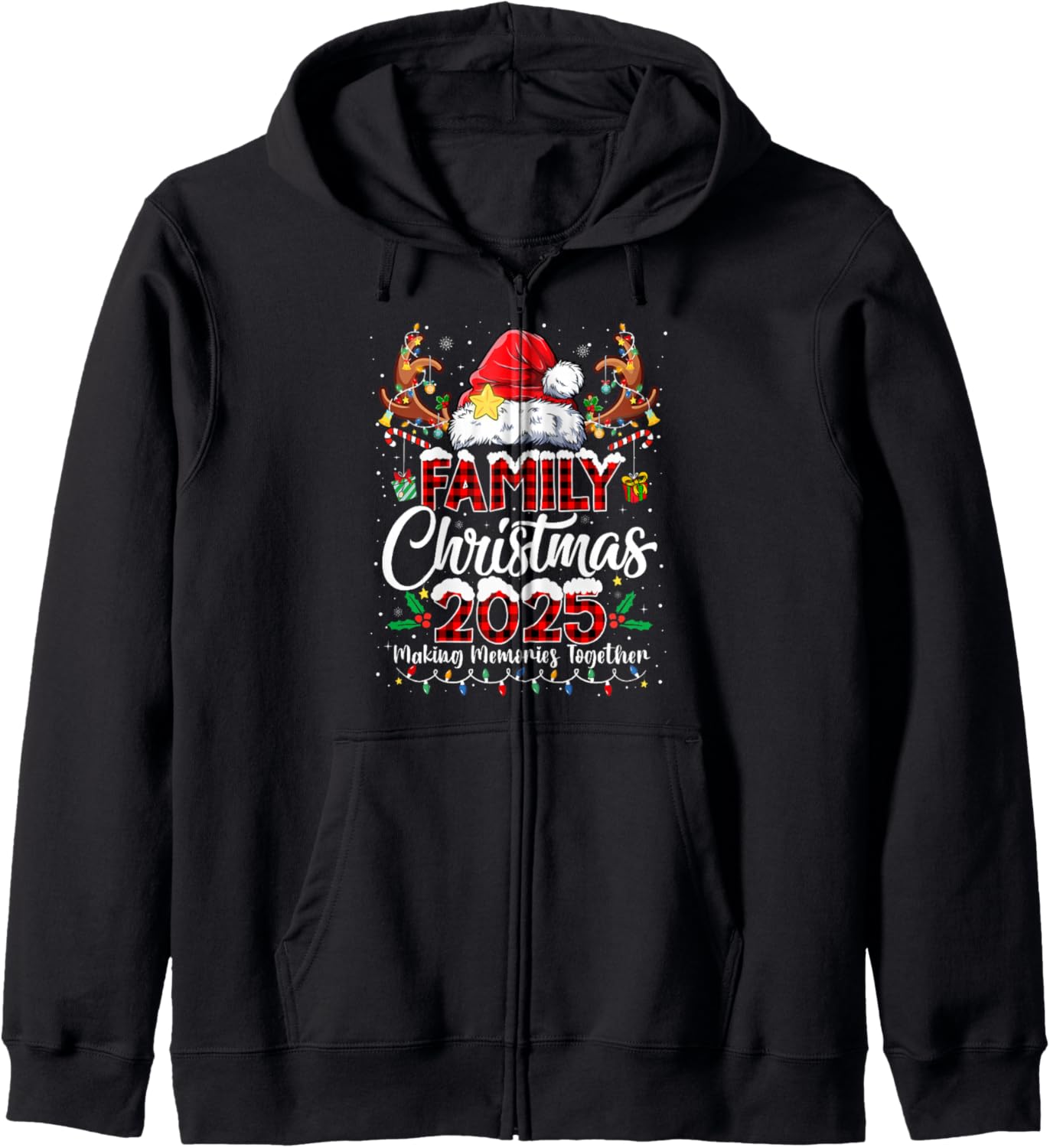 Family Christmas 2025 Matching Outfit Xmas Squad Santa Zip Hoodie