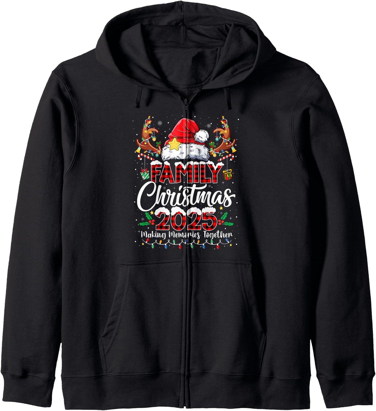 Family Christmas 2025 Matching Outfit Xmas Squad Santa Zip Hoodie