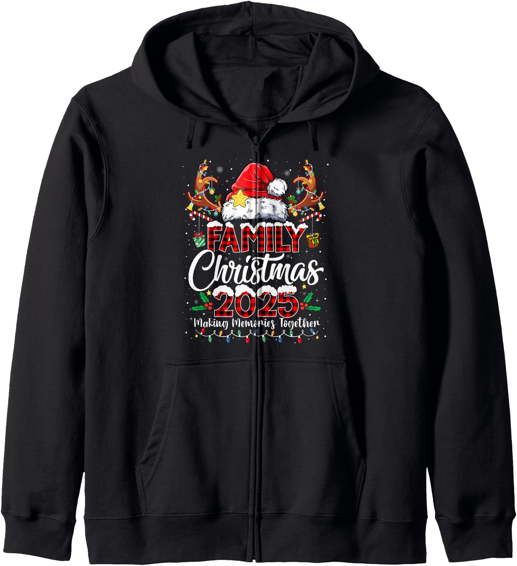 Family Christmas 2025 Matching Outfit Xmas Squad Santa Zip Hoodie