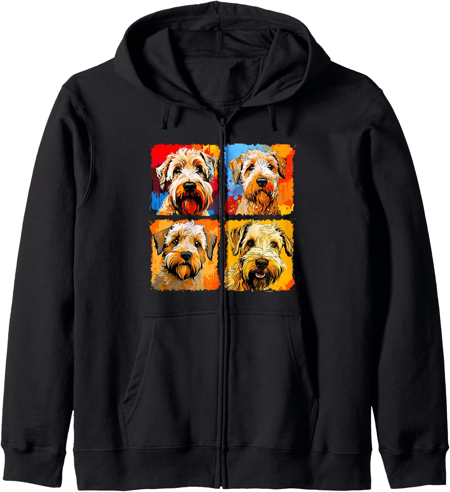 Soft Coated Wheaten Terrier Pop Art Colorful Painting Zip Hoodie