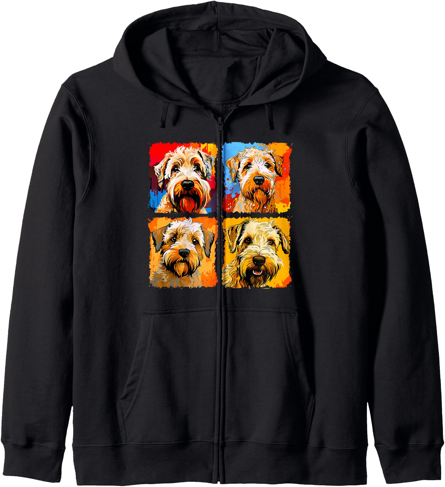 Soft Coated Wheaten Terrier Pop Art Colorful Painting Zip Hoodie