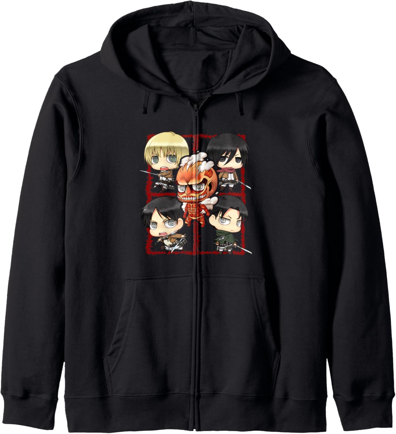 Attack on Titan Chibi Character Montage Anime Zip Hoodie