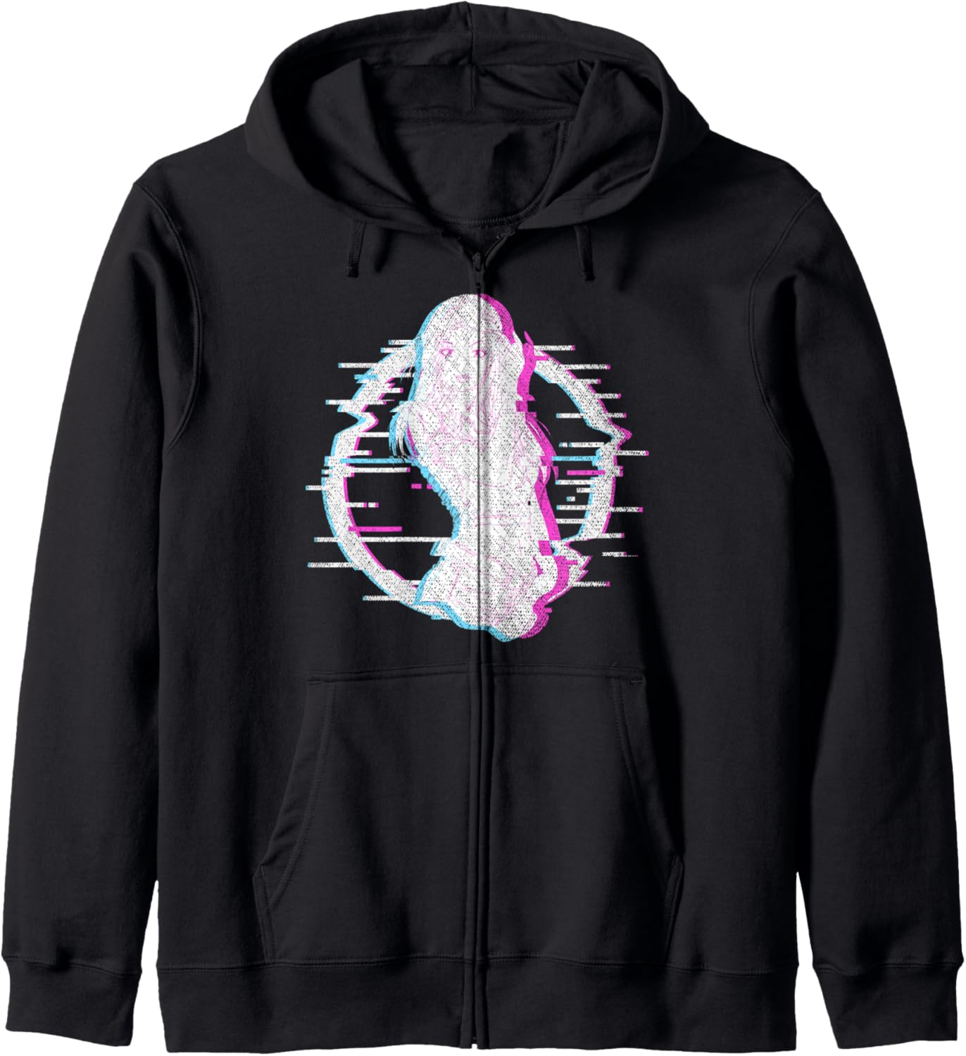 Japanese Manga Anime Girl Glitch Otaku Kawaii Anime Zip Hoodie