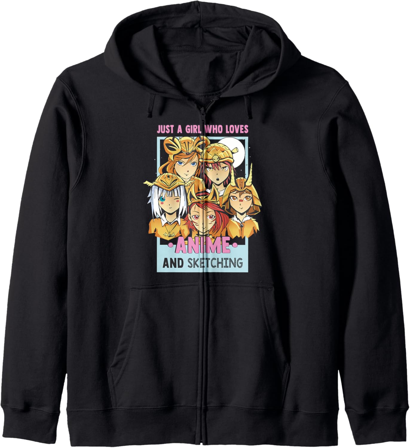 Just A Girl Who Loves Anime And Sketching - Otaku Anime Girl Zip Hoodie